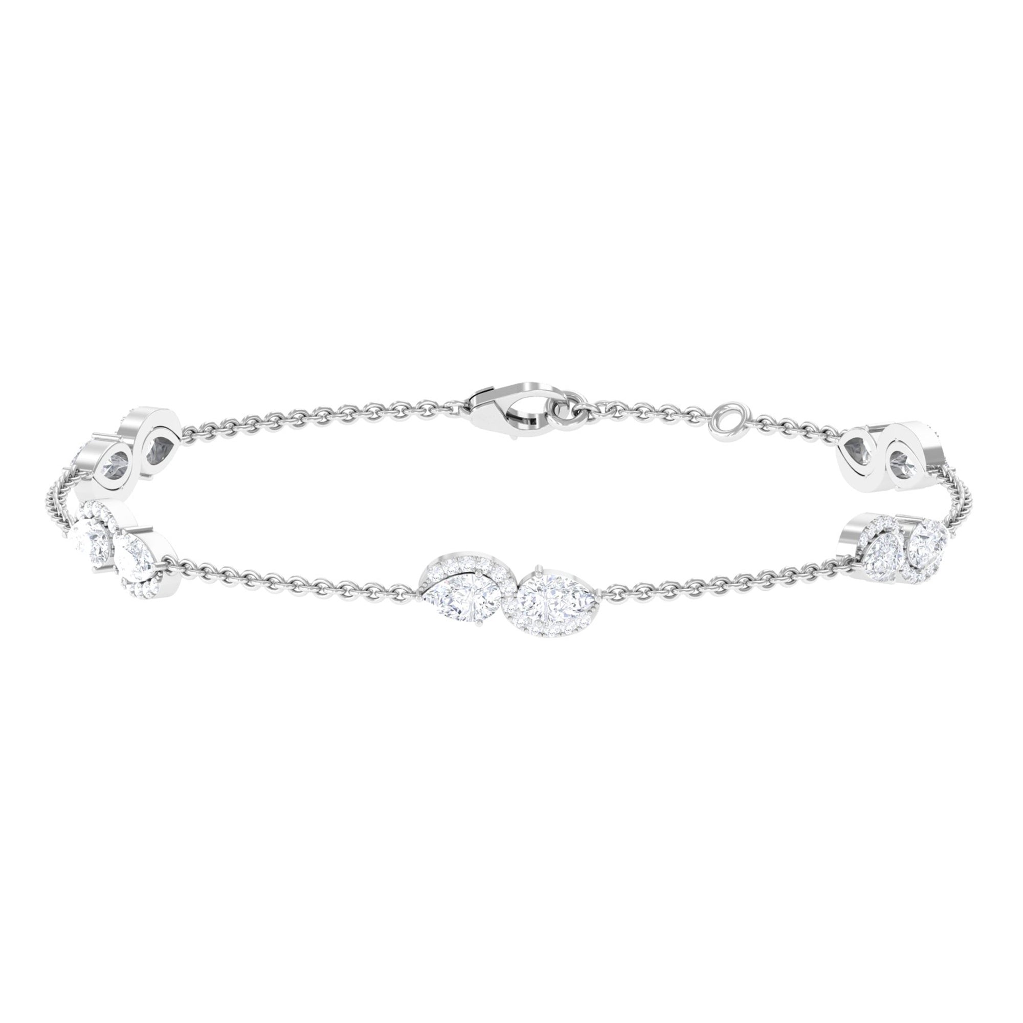 Classic Lab Grown Diamond Station Chain Bracelet Lab Grown Diamond - ( EF-VS ) - Color and Clarity - Vibrant Grown Labs