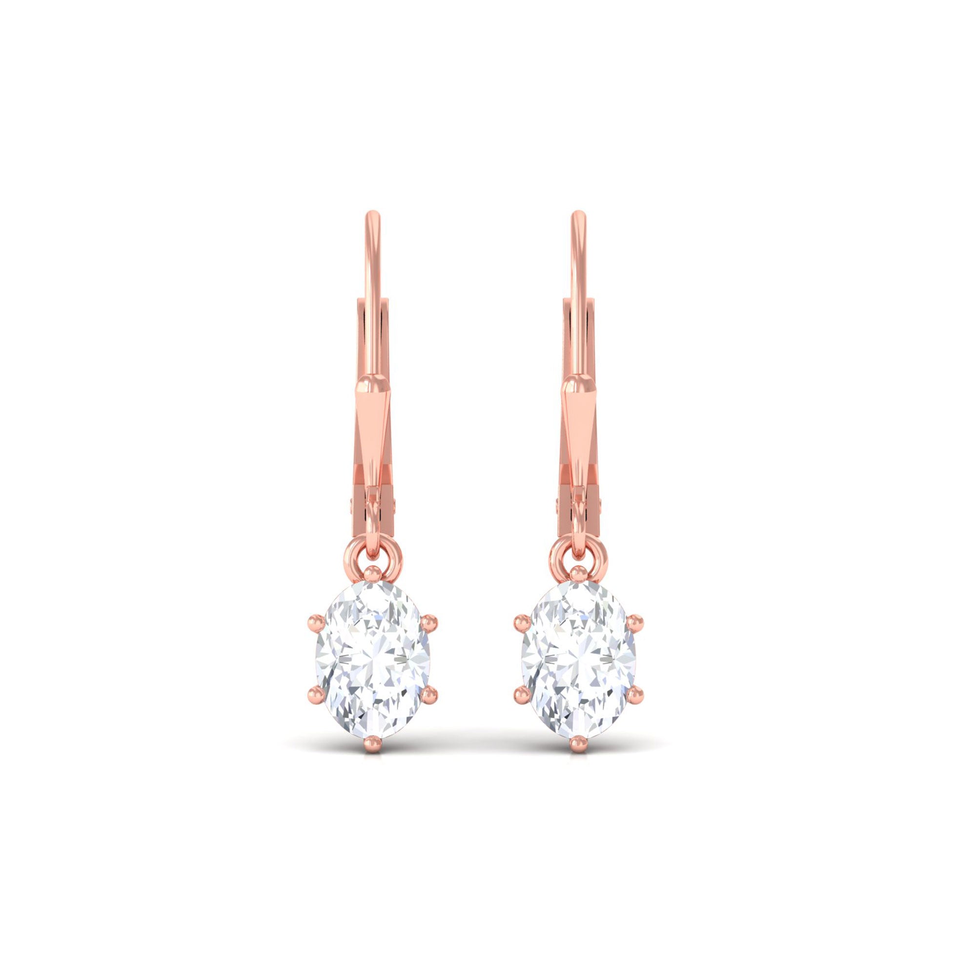 Vibrant Grown Labs-Lab Grown Diamond Solitaire Drop Lever back Earrings