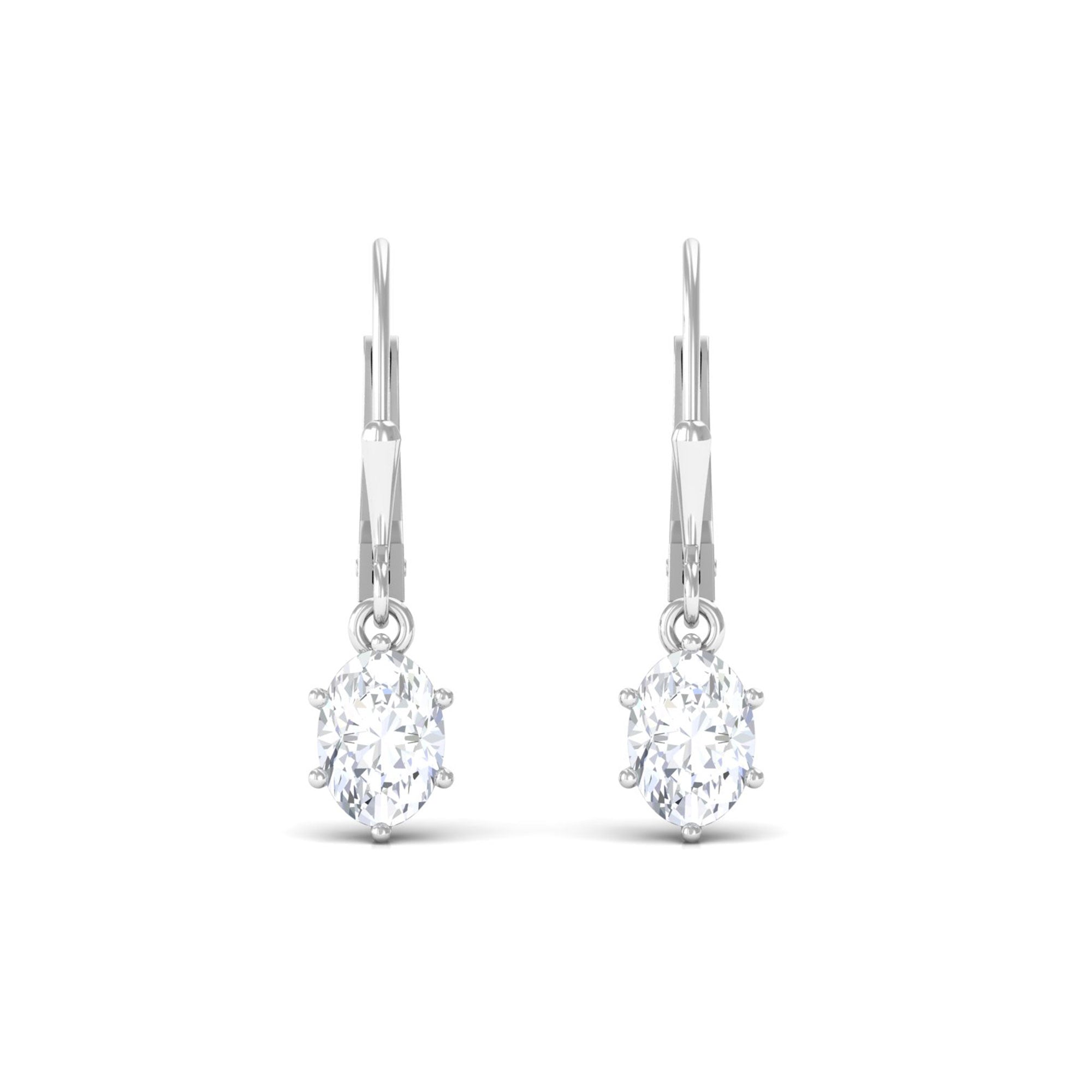 Vibrant Grown Labs-Lab Grown Diamond Solitaire Drop Lever back Earrings