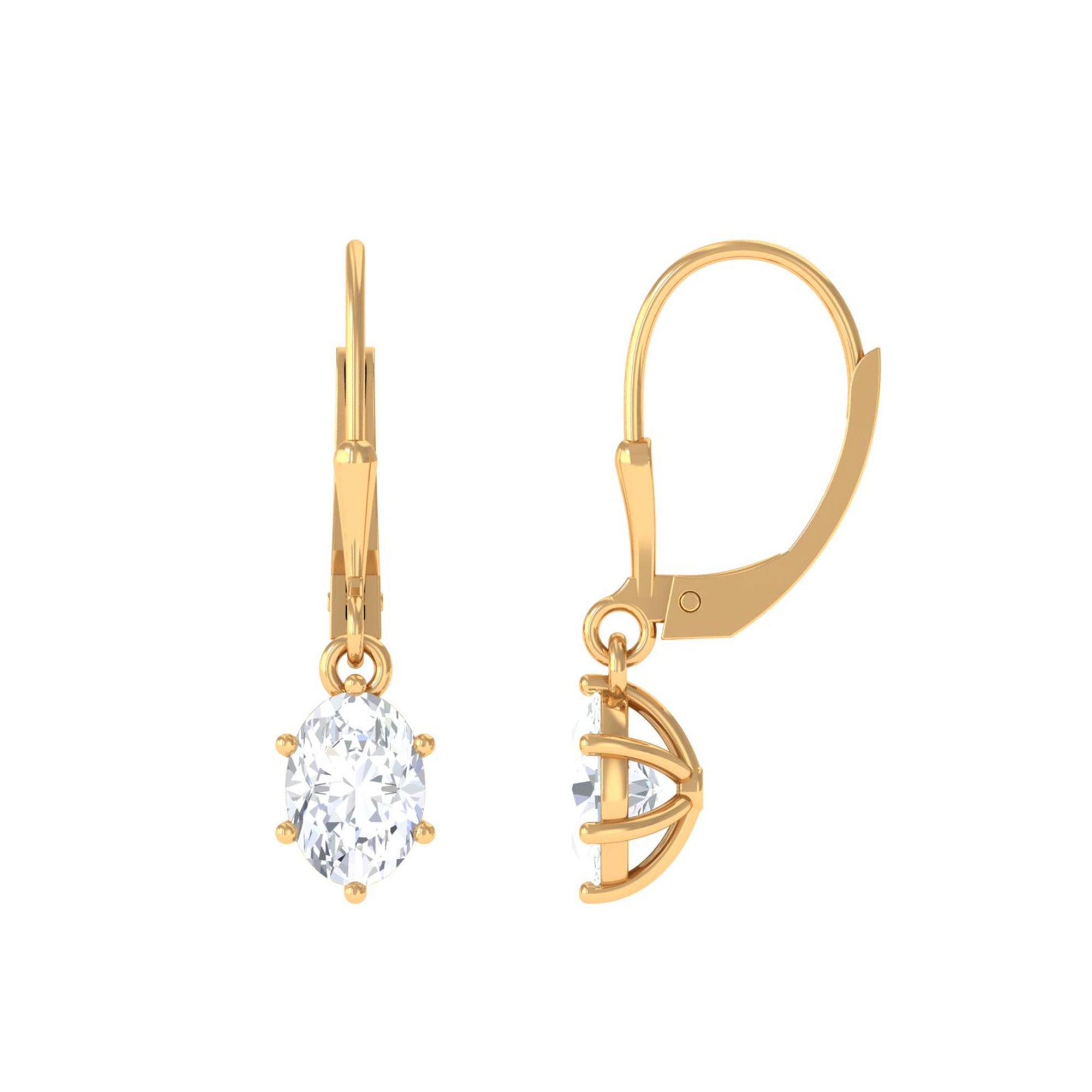 Vibrant Grown Labs-Lab Grown Diamond Solitaire Drop Lever back Earrings