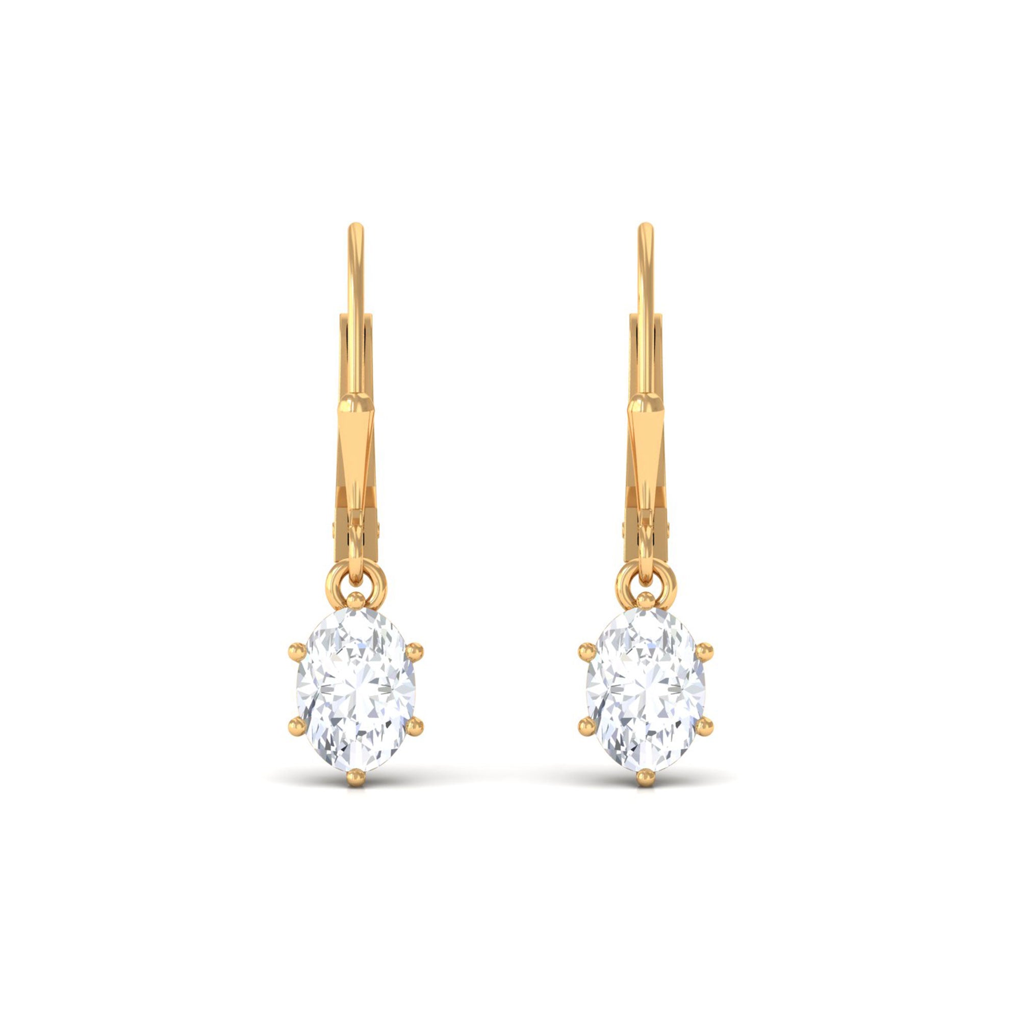 Vibrant Grown Labs-Lab Grown Diamond Solitaire Drop Lever back Earrings