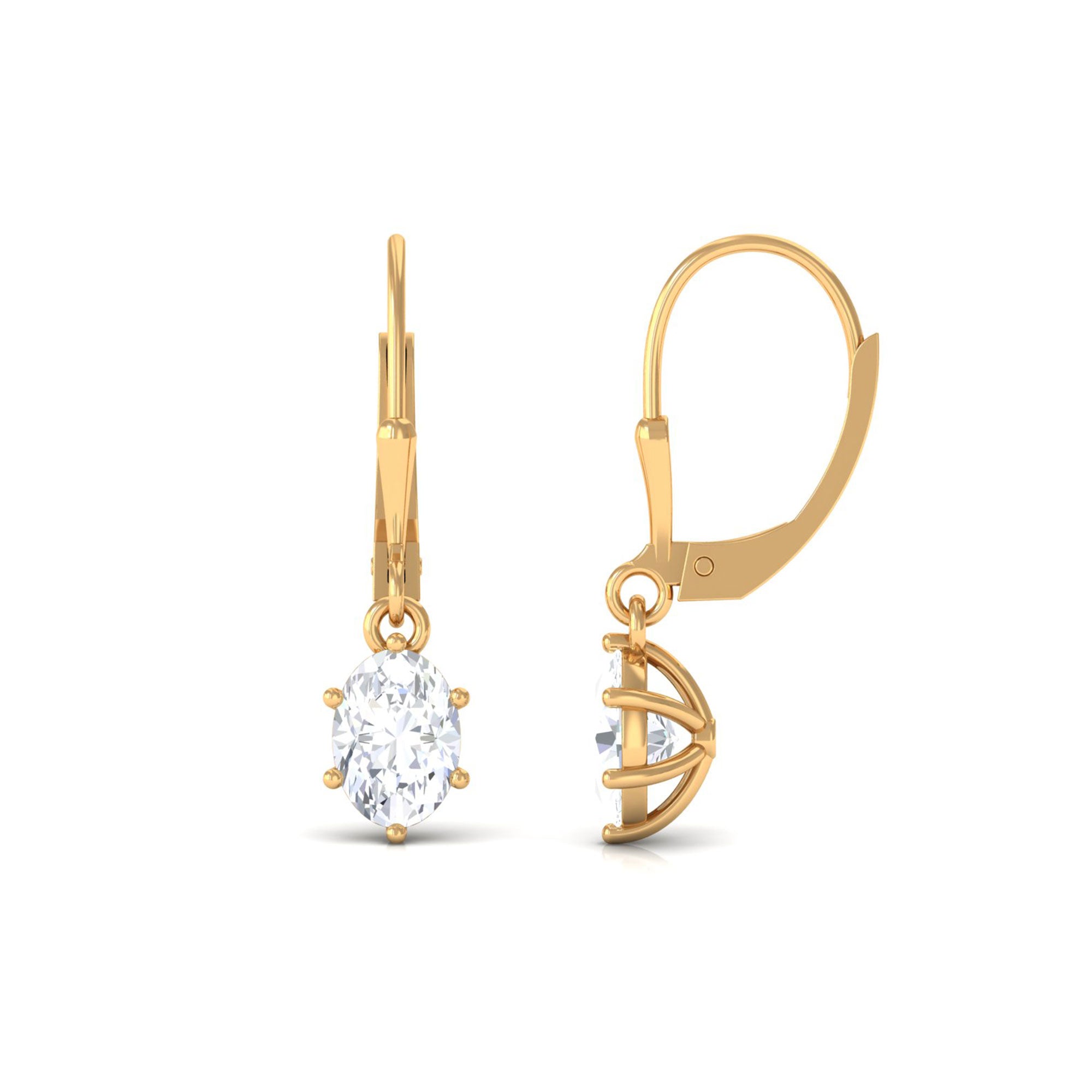 Vibrant Grown Labs-Lab Grown Diamond Solitaire Drop Lever back Earrings