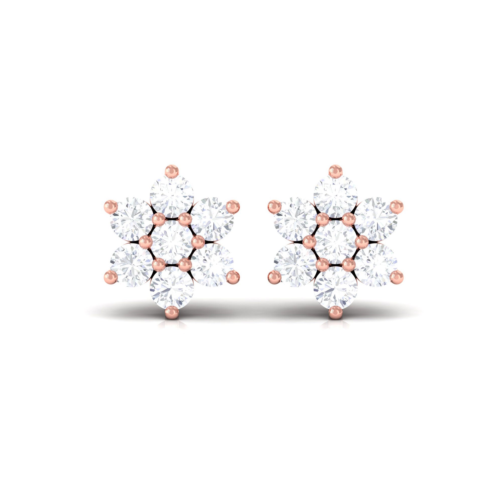 Vibrant Grown Labs-Lab Grown Diamond Floral Cluster Stud Earrings with Screw Back