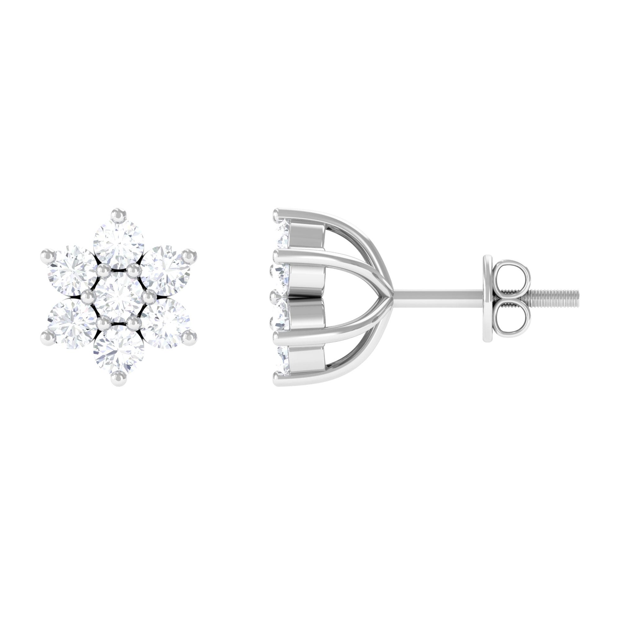 Vibrant Grown Labs-Lab Grown Diamond Floral Cluster Stud Earrings with Screw Back