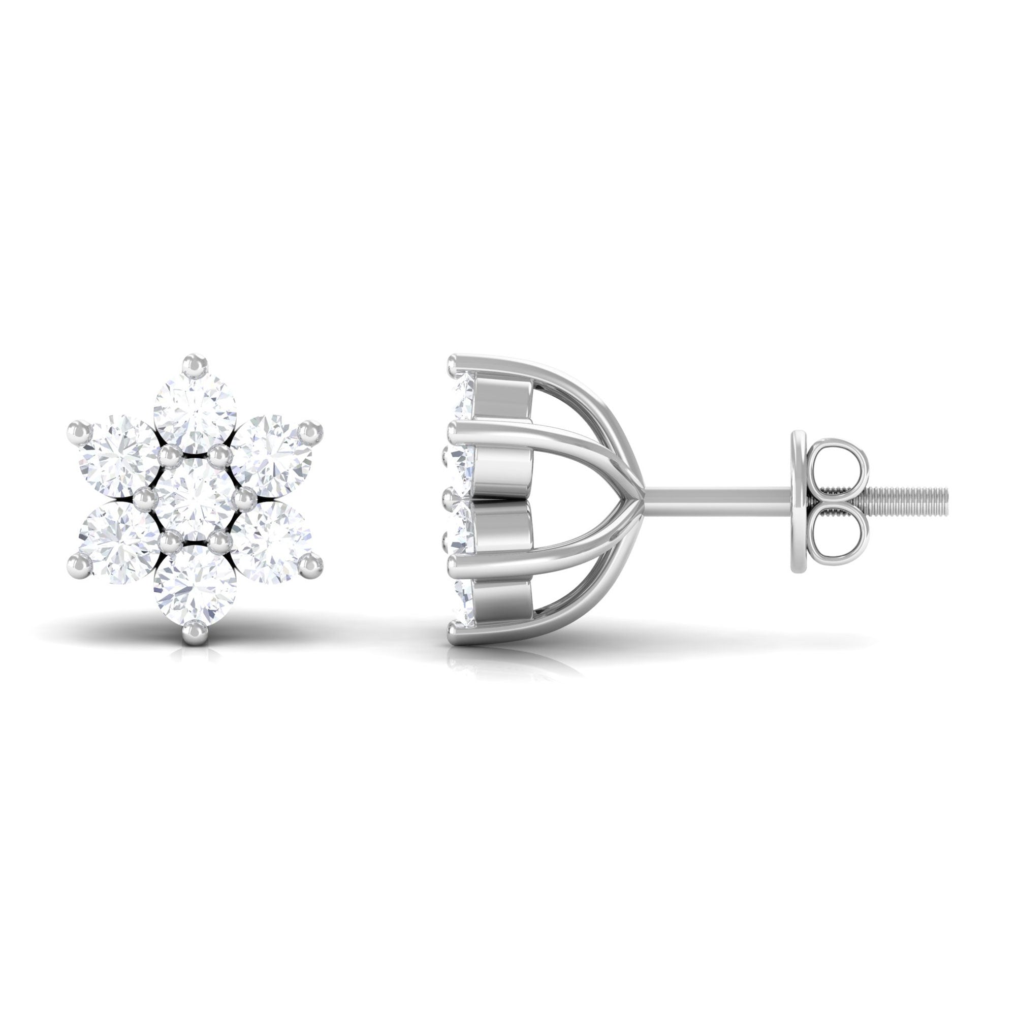 Vibrant Grown Labs-Lab Grown Diamond Floral Cluster Stud Earrings with Screw Back