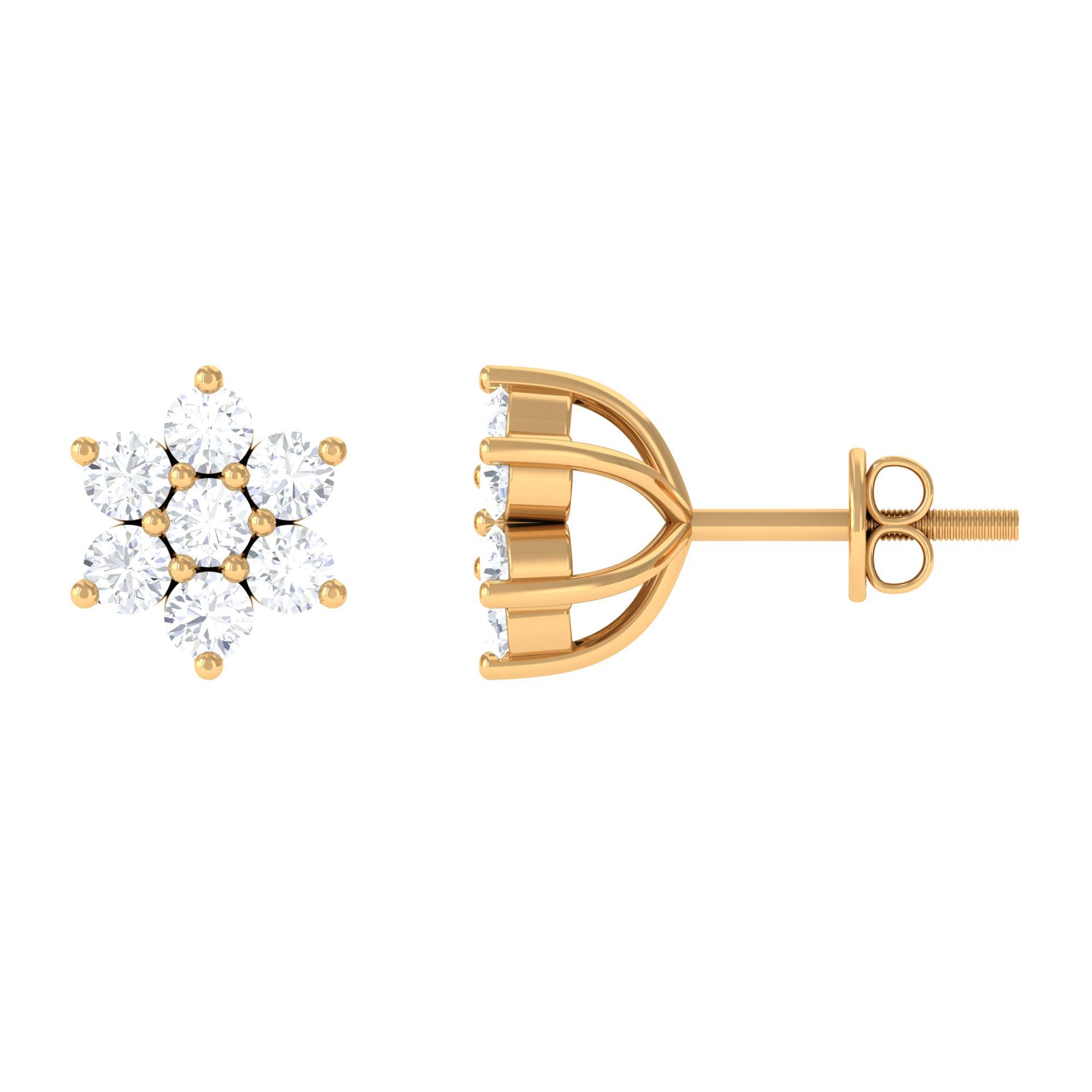 Vibrant Grown Labs-Lab Grown Diamond Floral Cluster Stud Earrings with Screw Back