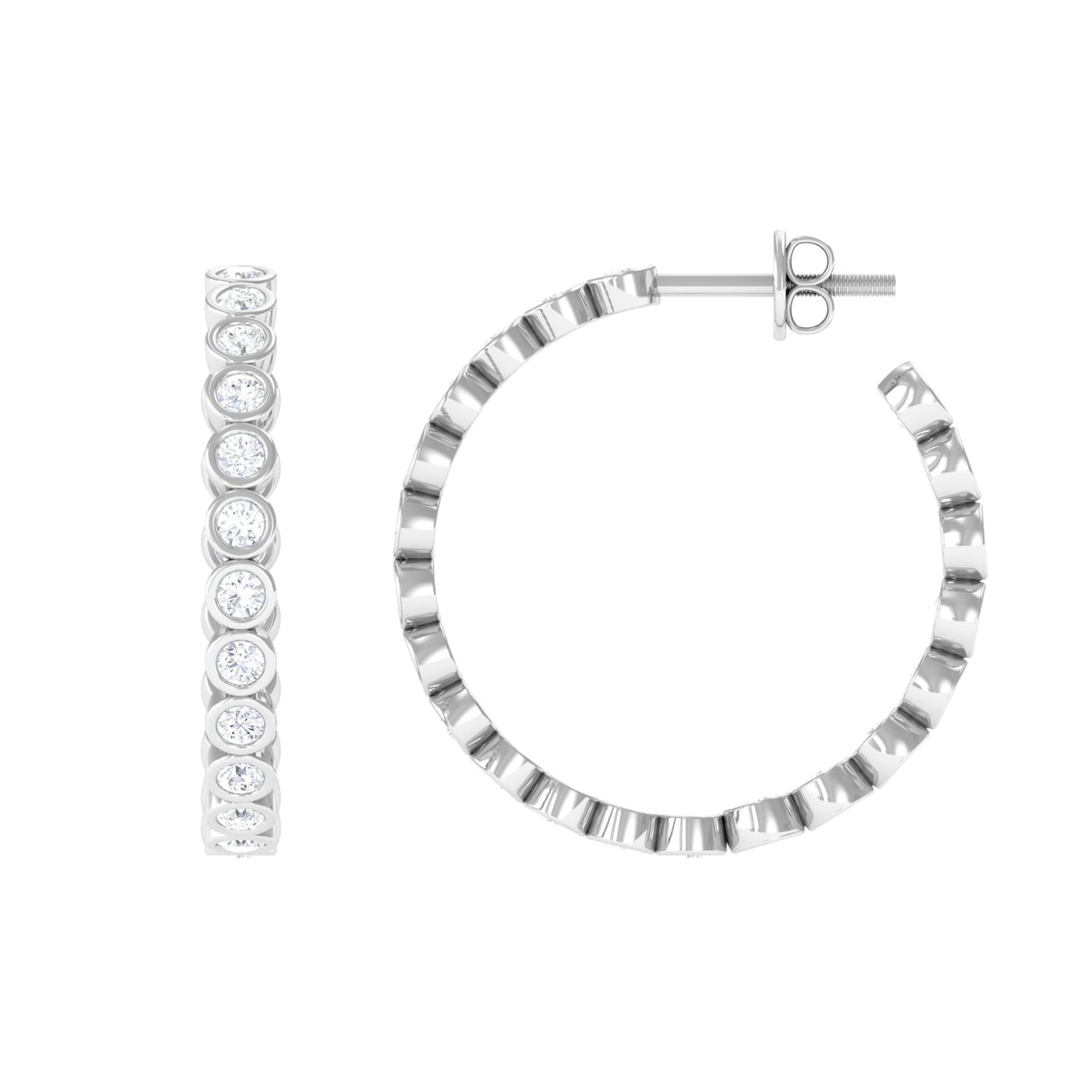 Vibrant Grown Labs-Bezel Set Lab Grown Diamond Half Hoop Earrings