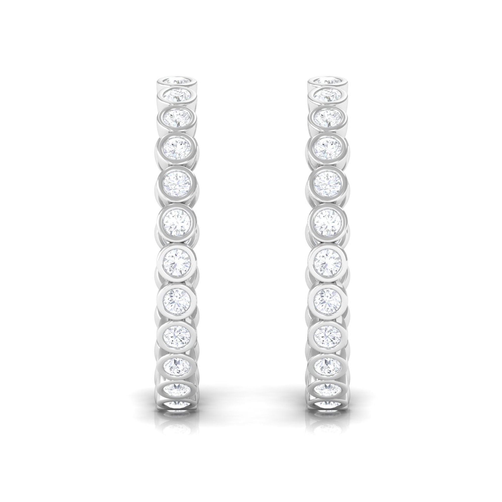 Vibrant Grown Labs-Bezel Set Lab Grown Diamond Half Hoop Earrings