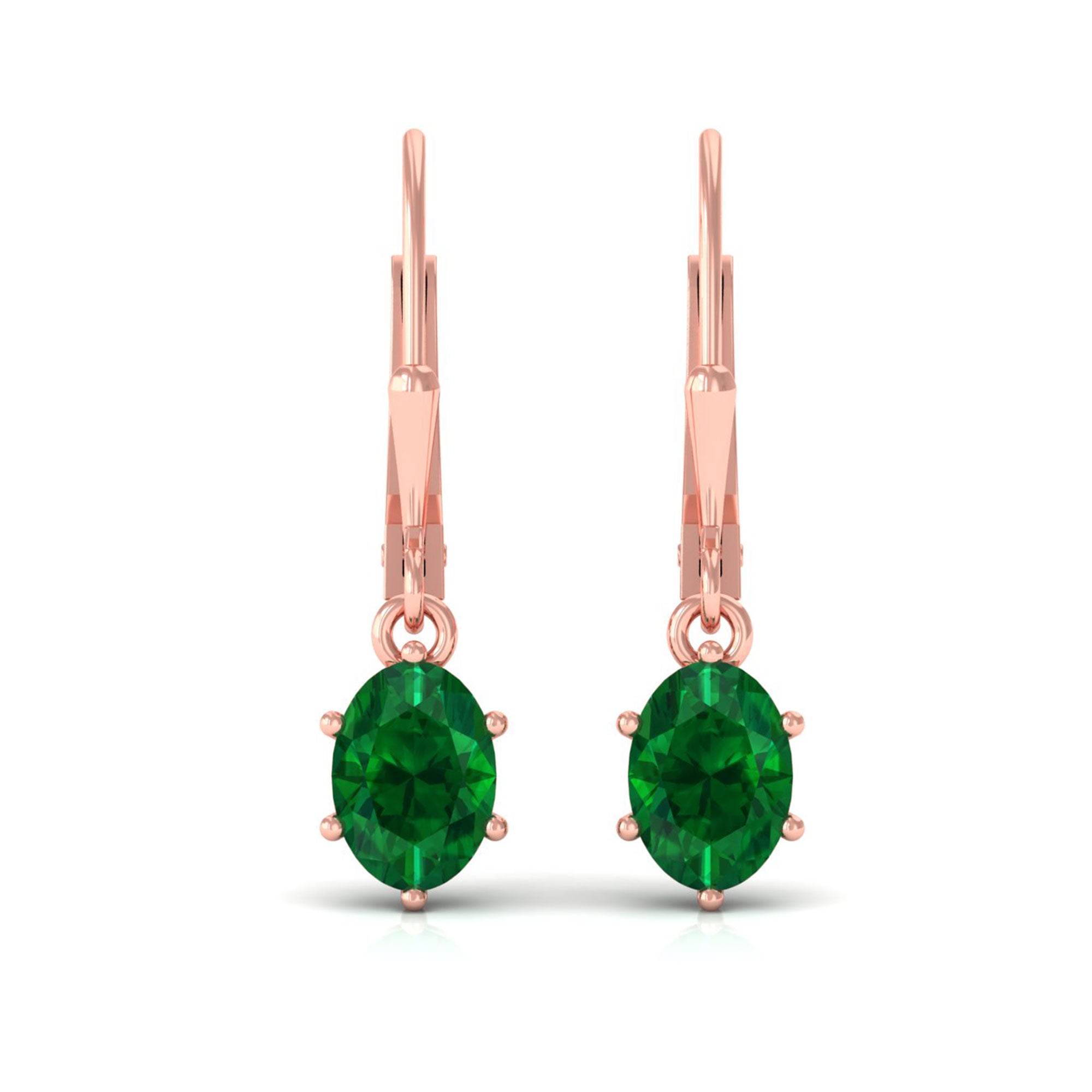 Vibrant Grown Labs-Lab Grown Emerald Solitaire Lever Back Earrings