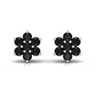 Vibrant Grown Labs-Nature Inspired Floral Stud Earrings with Lab Grown Black Diamond