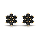 Vibrant Grown Labs-Nature Inspired Floral Stud Earrings with Lab Grown Black Diamond