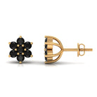 Vibrant Grown Labs-Nature Inspired Floral Stud Earrings with Lab Grown Black Diamond