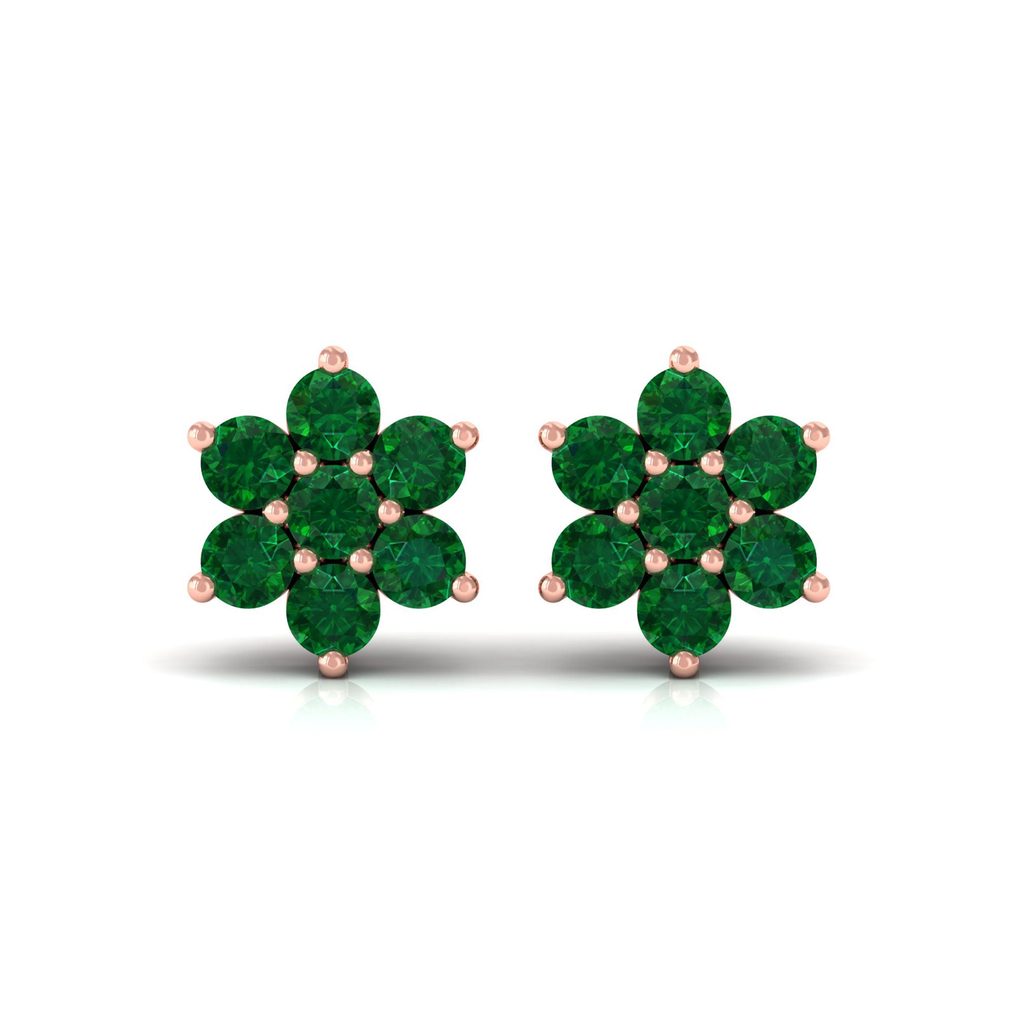 Vibrant Grown Labs-Lab Grown Emerald Cluster Stud Earrings