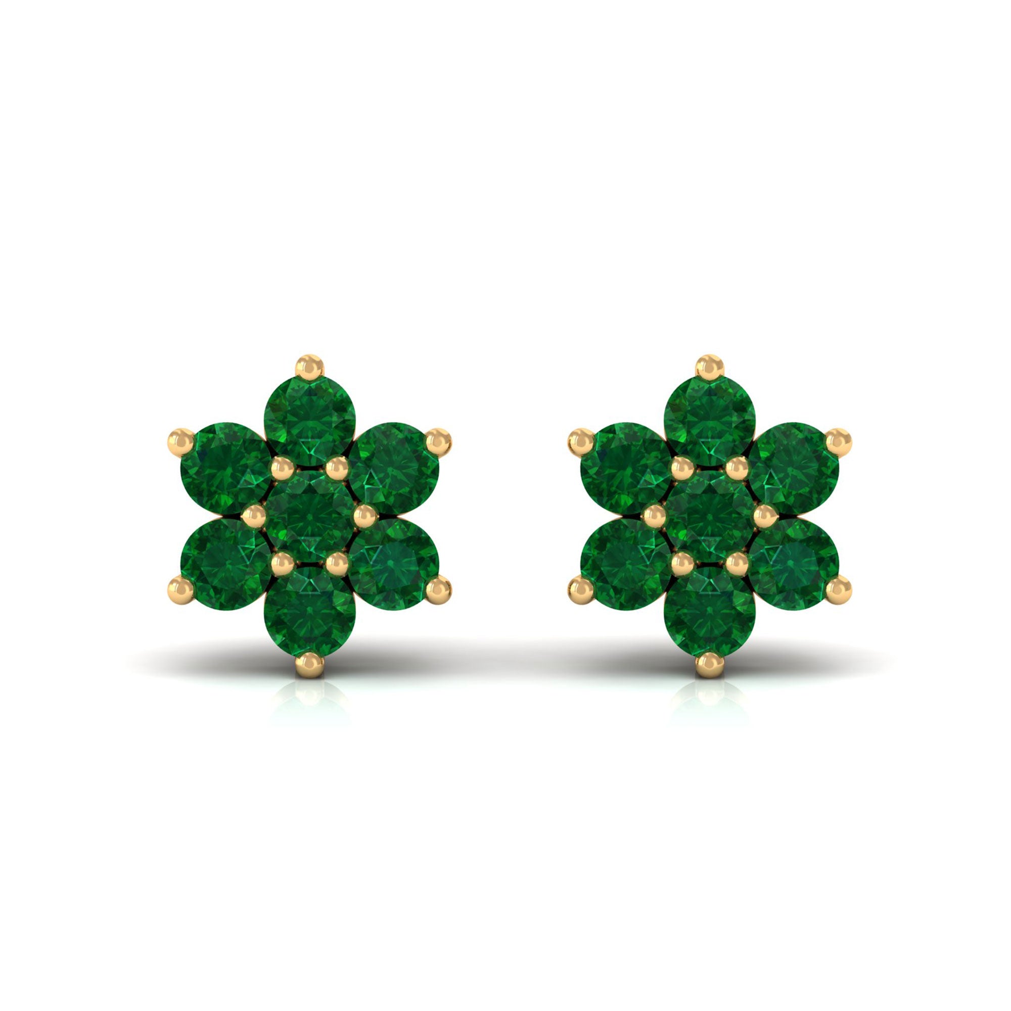 Vibrant Grown Labs-Lab Grown Emerald Cluster Stud Earrings