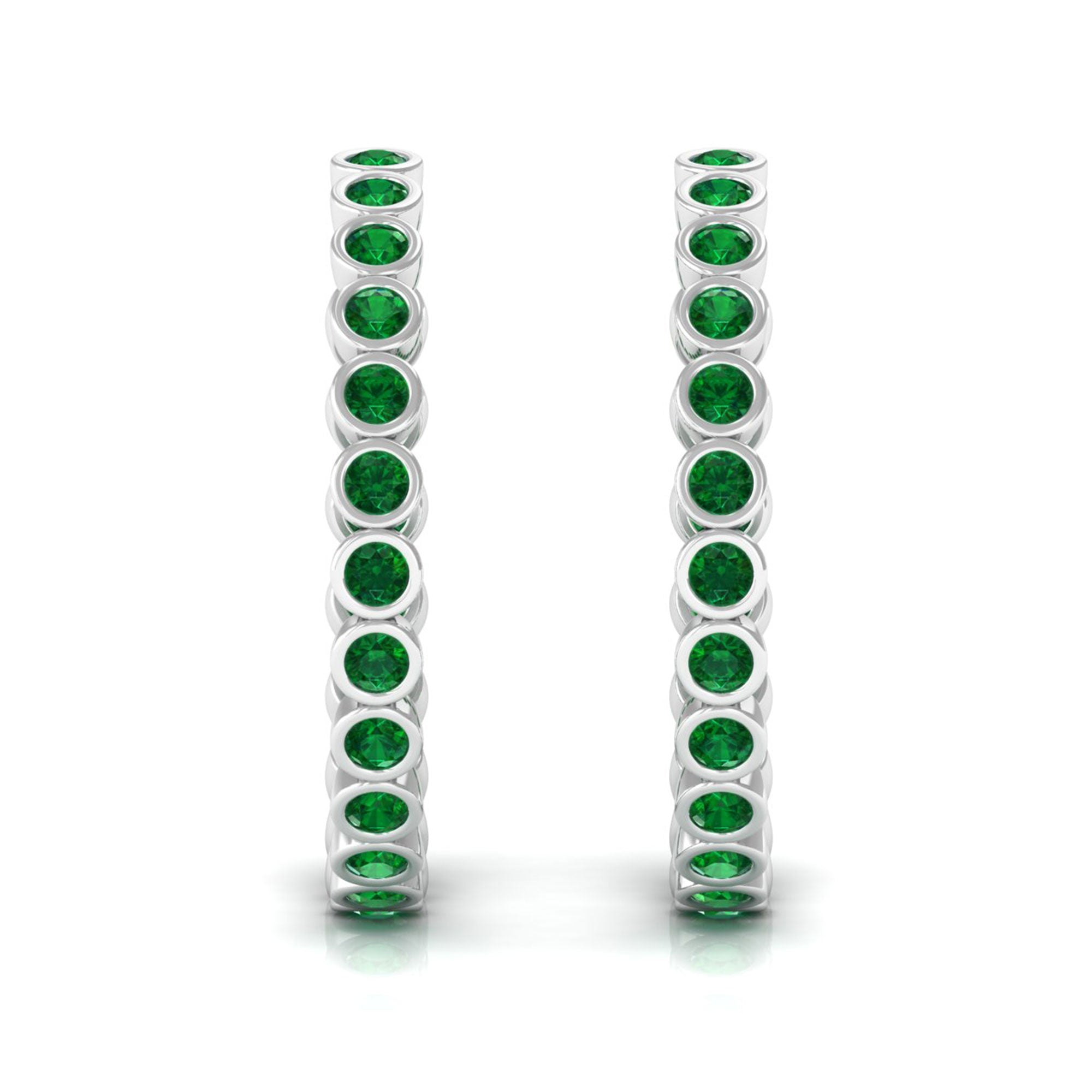 Vibrant Grown Labs-Minimal Hoop Earrings With Lab Grown Emerald