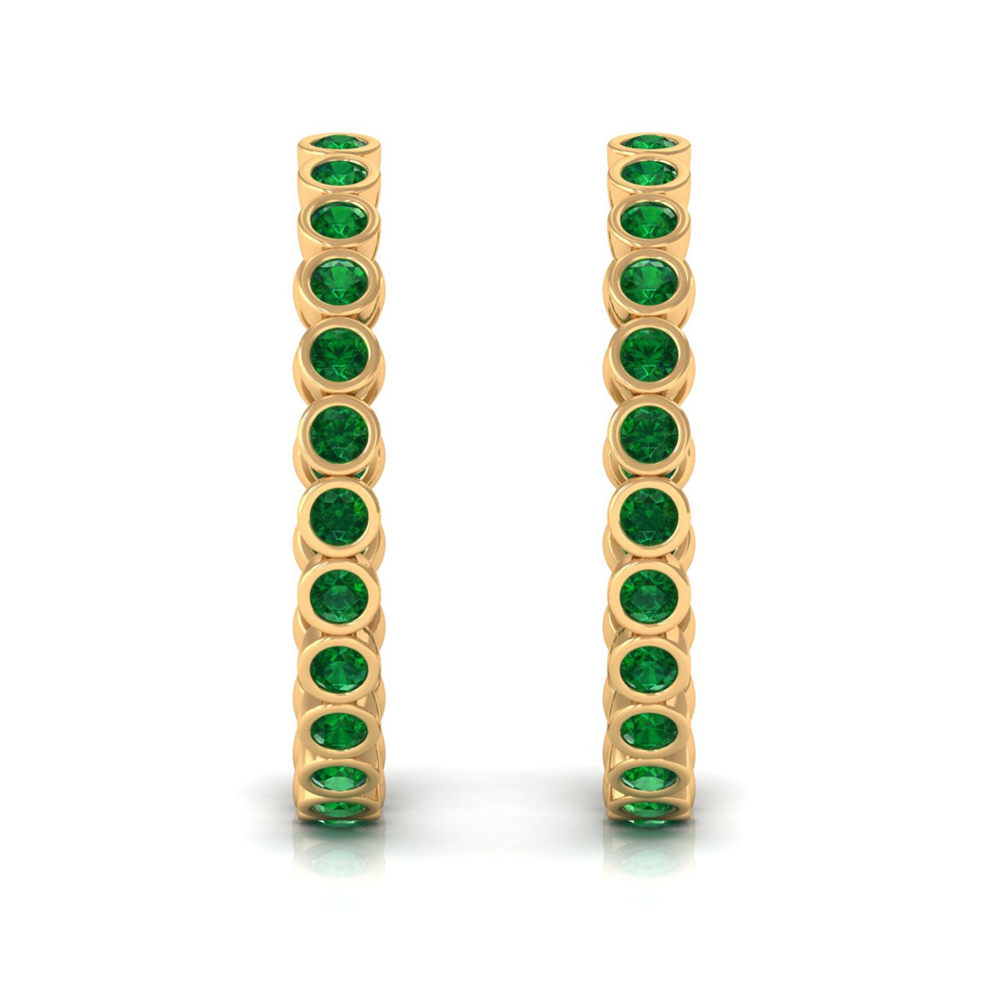 Vibrant Grown Labs-Minimal Hoop Earrings With Lab Grown Emerald