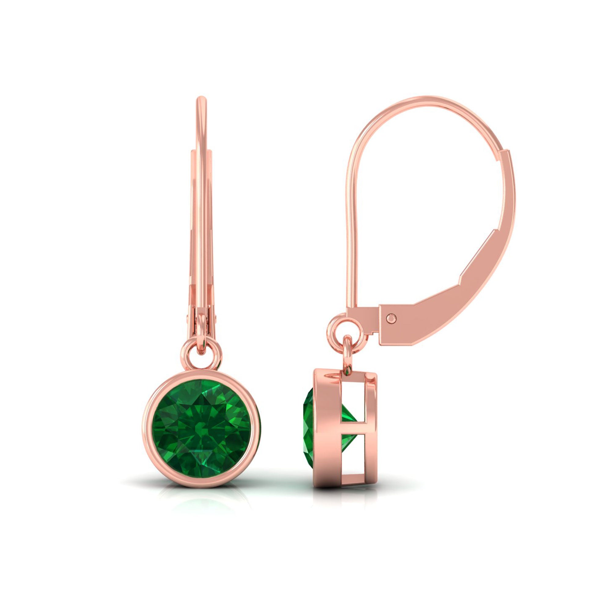 Vibrant Grown Labs-Lab Grown Emerald Solitaire Drop Earrings