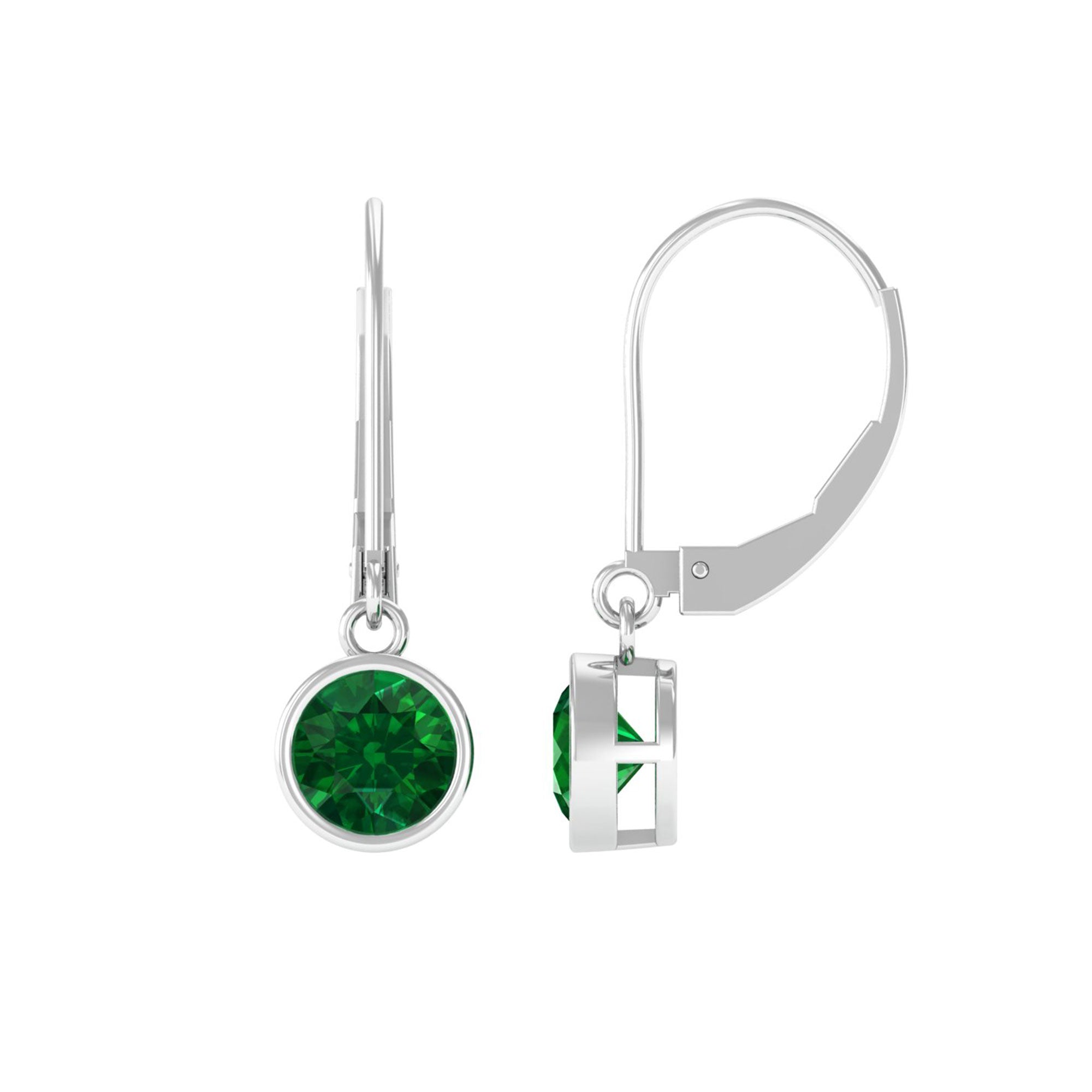 Vibrant Grown Labs-Lab Grown Emerald Solitaire Drop Earrings