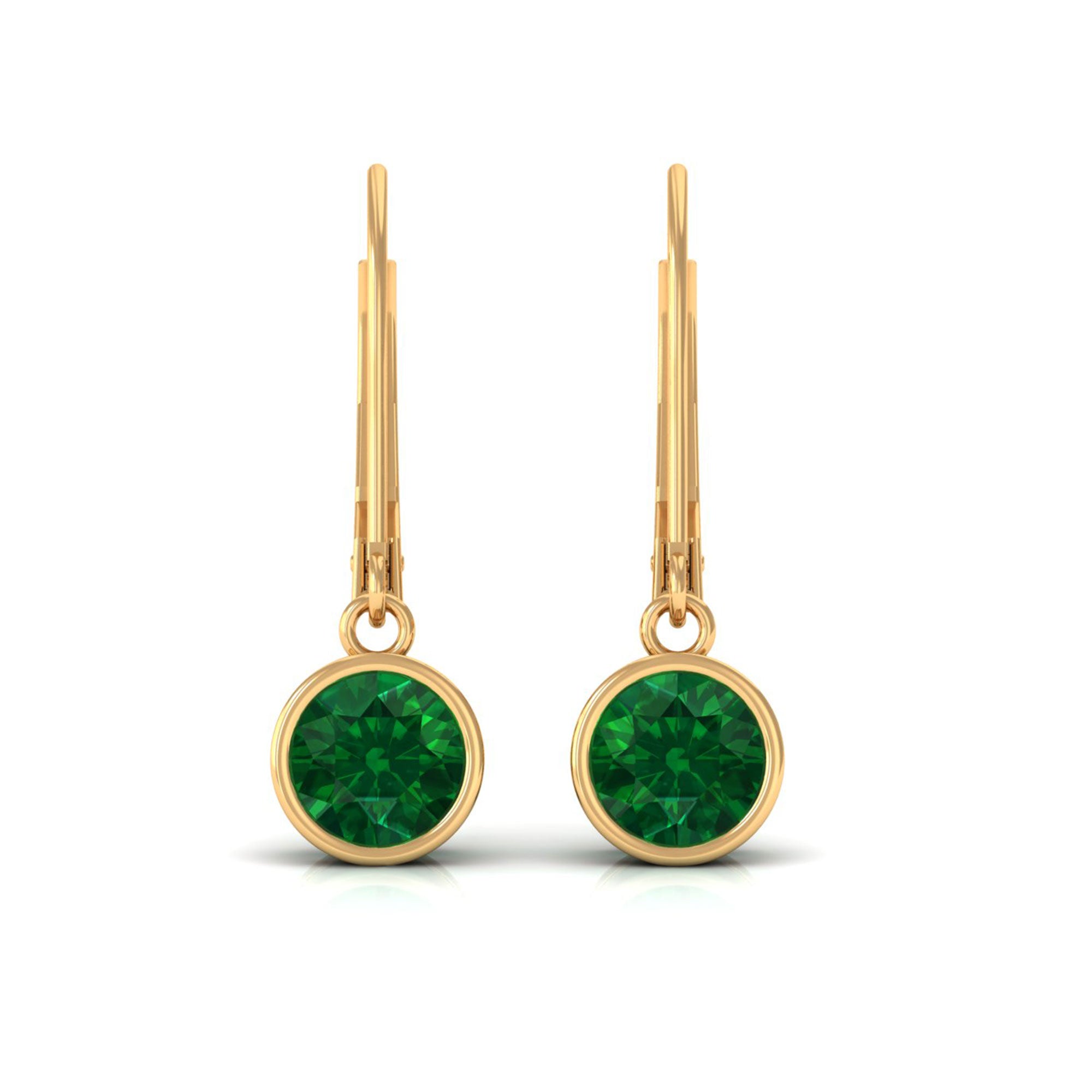 Vibrant Grown Labs-Lab Grown Emerald Solitaire Drop Earrings