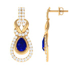 Vibrant Grown Labs-Lab Grown Blue Sapphire Dangle Earrings with Accent