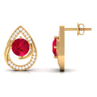 Vibrant Grown Labs-Minimal Lab Grown Ruby Teardrop Stud Earrings