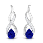 Vibrant Grown Labs-Minimal Infinity Drop Earrings with Lab Grown Blue Sapphire