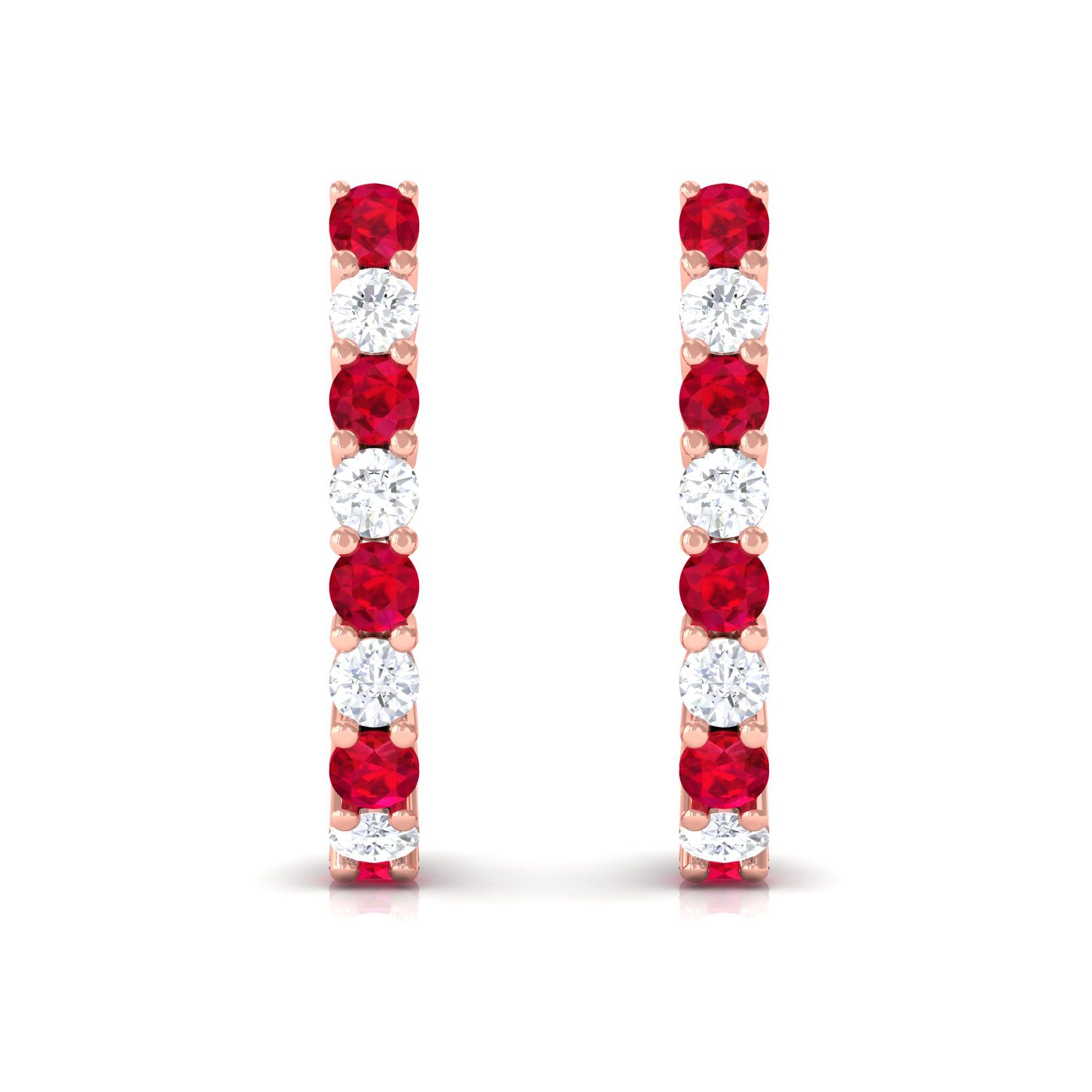 Vibrant Grown Labs-Minimal Lab Grown Ruby J Hoop Earrings