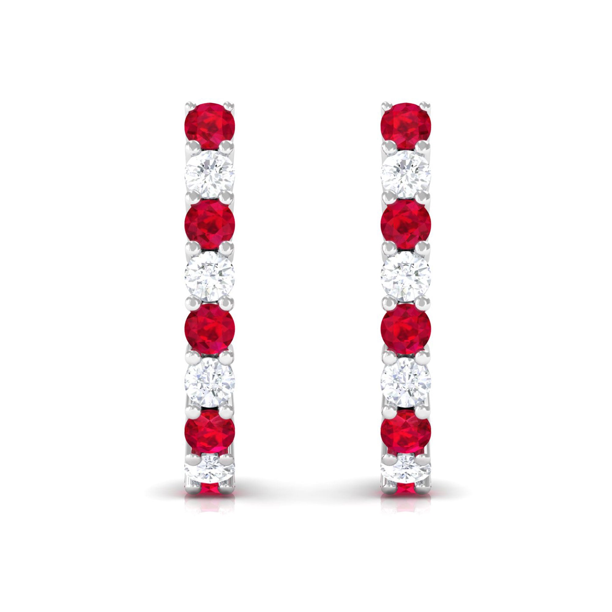 Vibrant Grown Labs-Minimal Lab Grown Ruby J Hoop Earrings