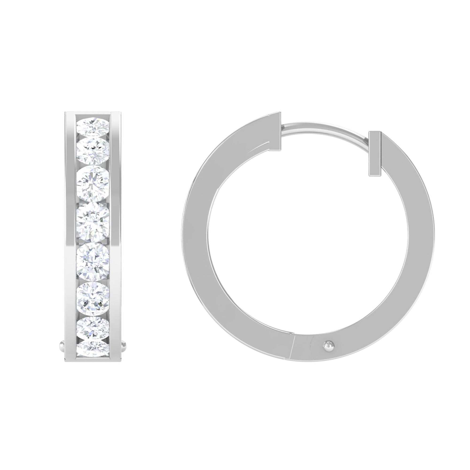 Vibrant Grown Labs-Channel Set Lab Grown Diamond Hoop Earrings