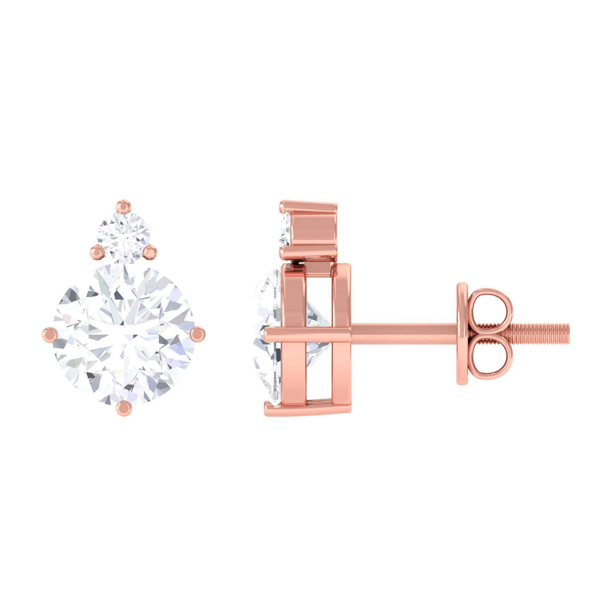 Vibrant Grown Labs-Minimal Round Lab Grown Diamond Stud Earrings