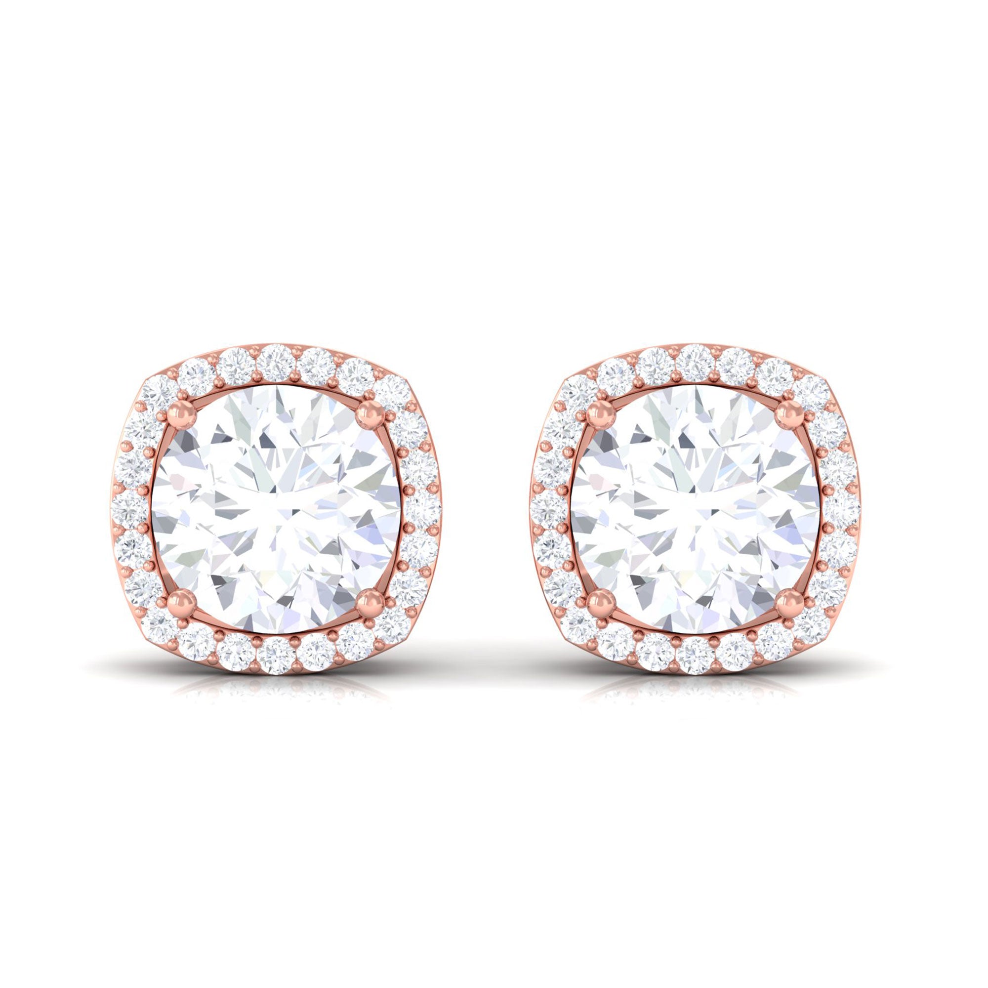 Vibrant Grown Labs-Classic Lab Grown Diamond Stud Earrings with Halo