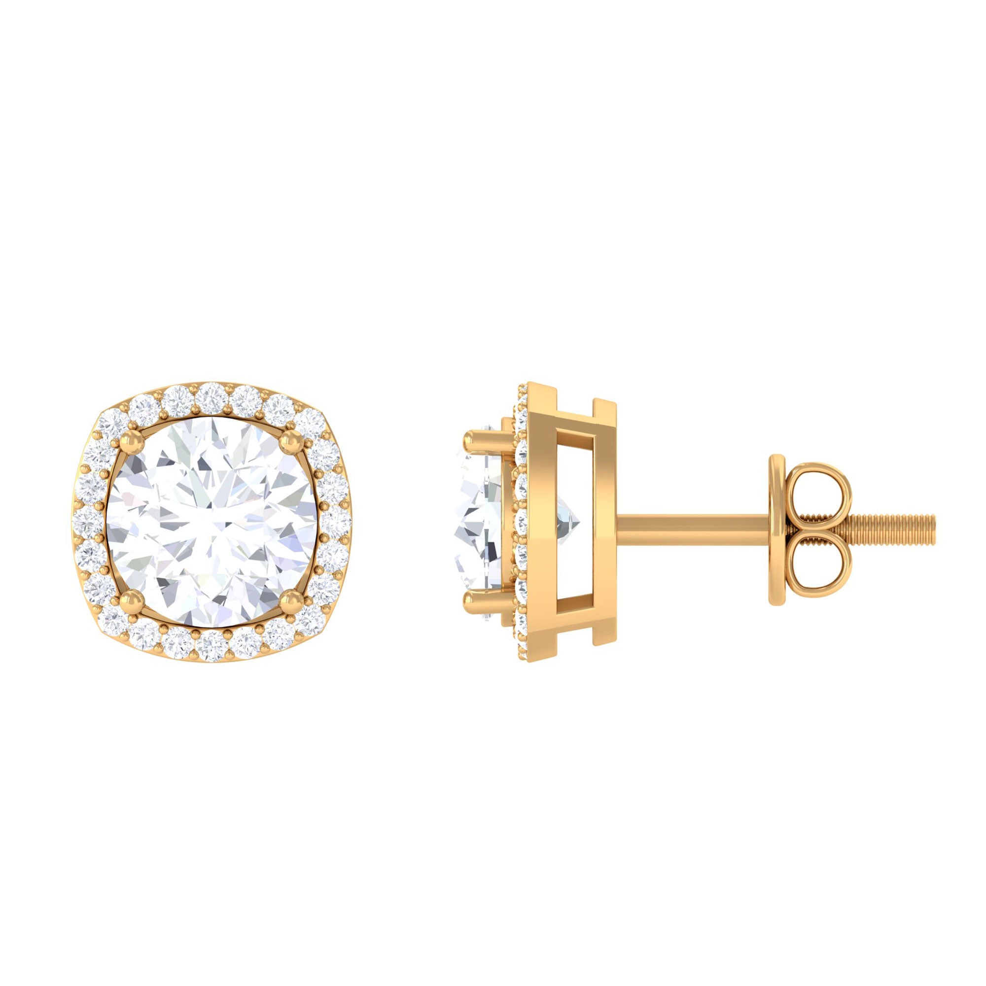 Vibrant Grown Labs-Classic Lab Grown Diamond Stud Earrings with Halo