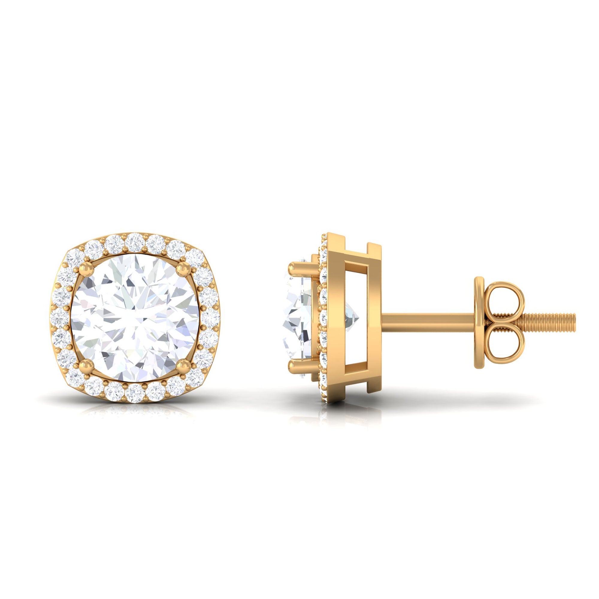 Vibrant Grown Labs-Classic Lab Grown Diamond Stud Earrings with Halo