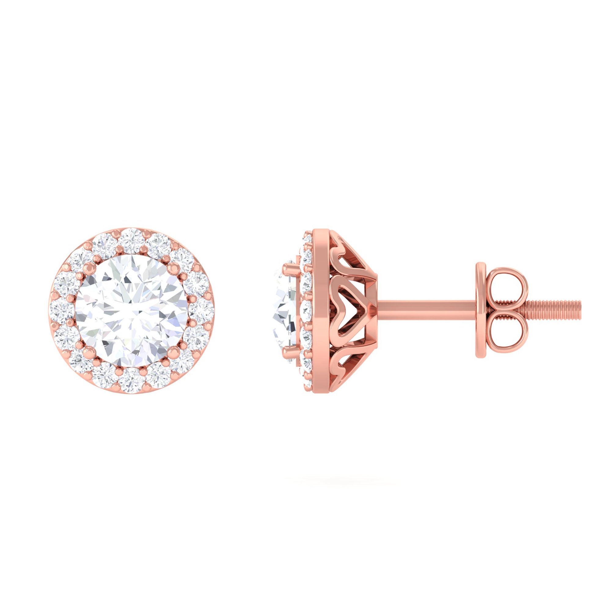 Vibrant Grown Labs-Classic Halo Stud Earrings with Lab Grown Diamond