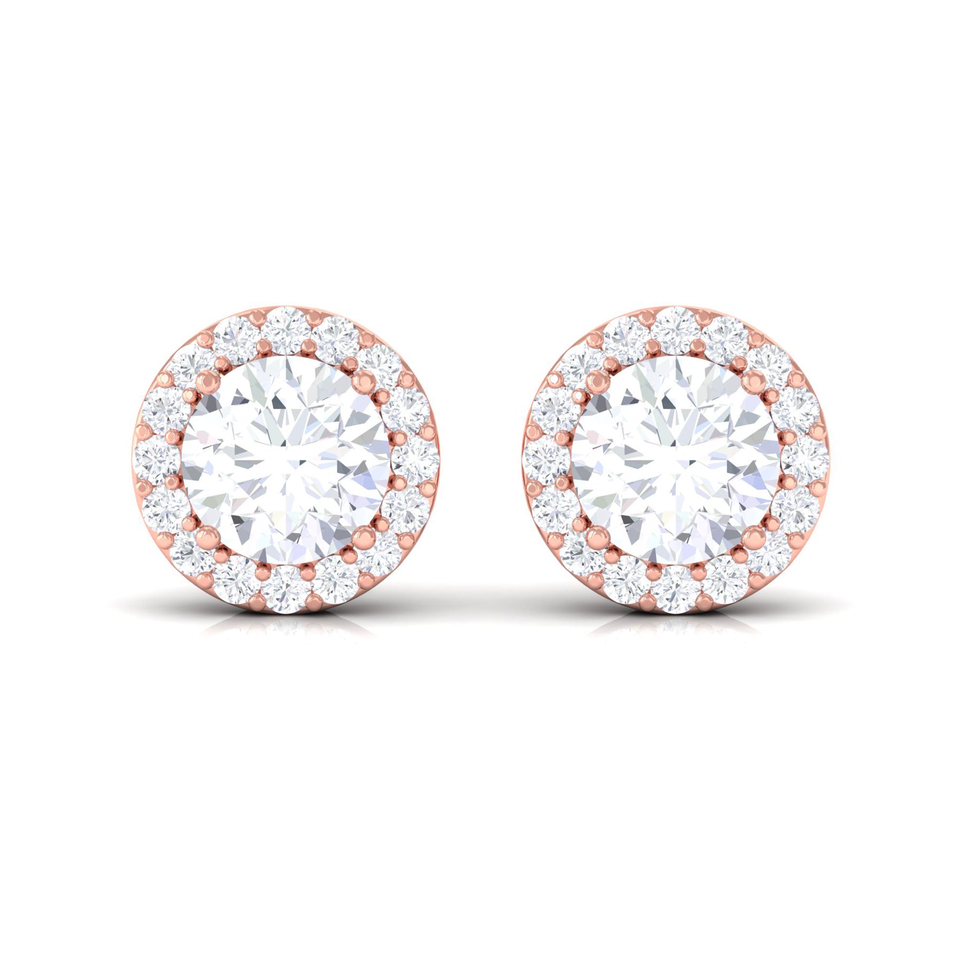 Vibrant Grown Labs-Classic Halo Stud Earrings with Lab Grown Diamond