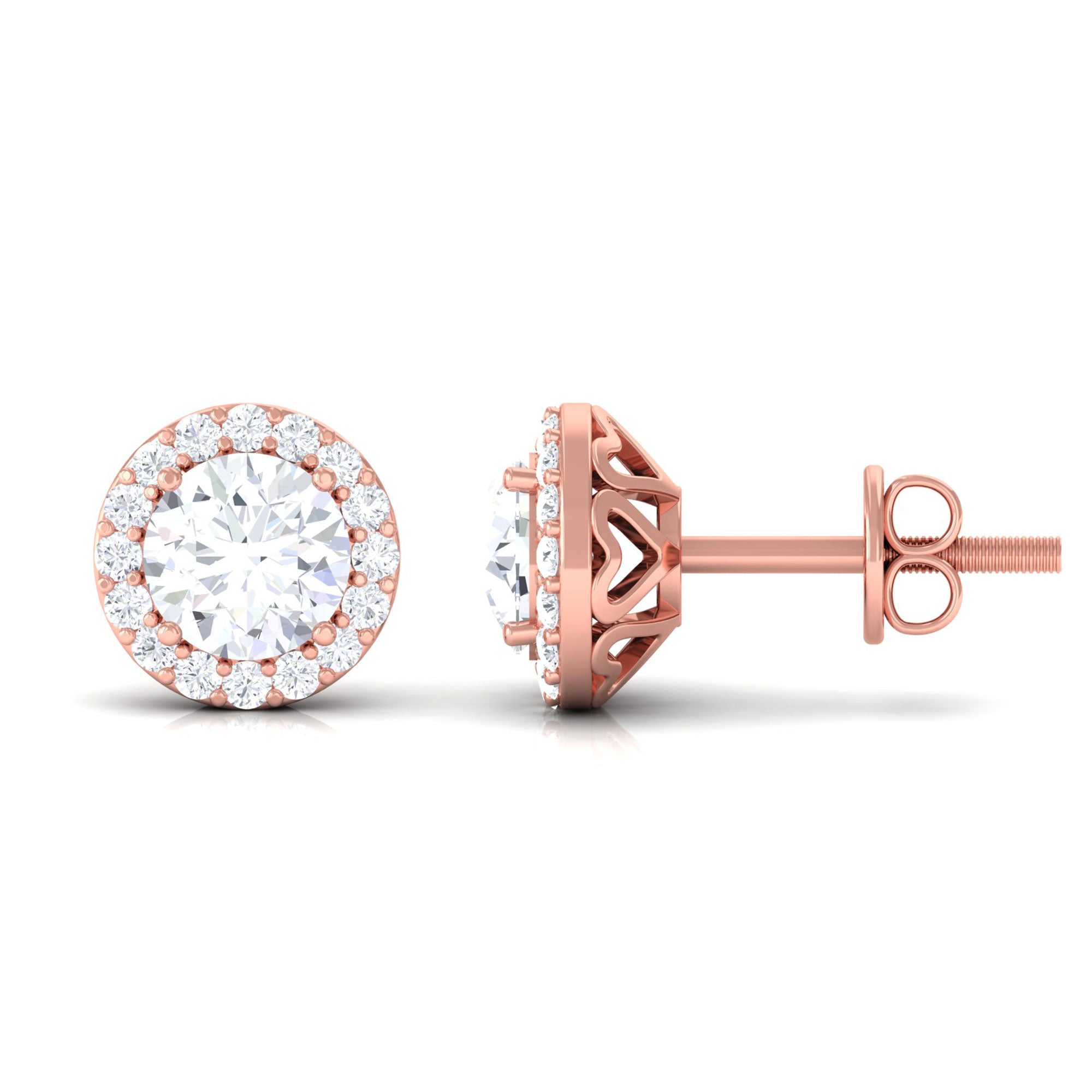 Vibrant Grown Labs-Classic Halo Stud Earrings with Lab Grown Diamond