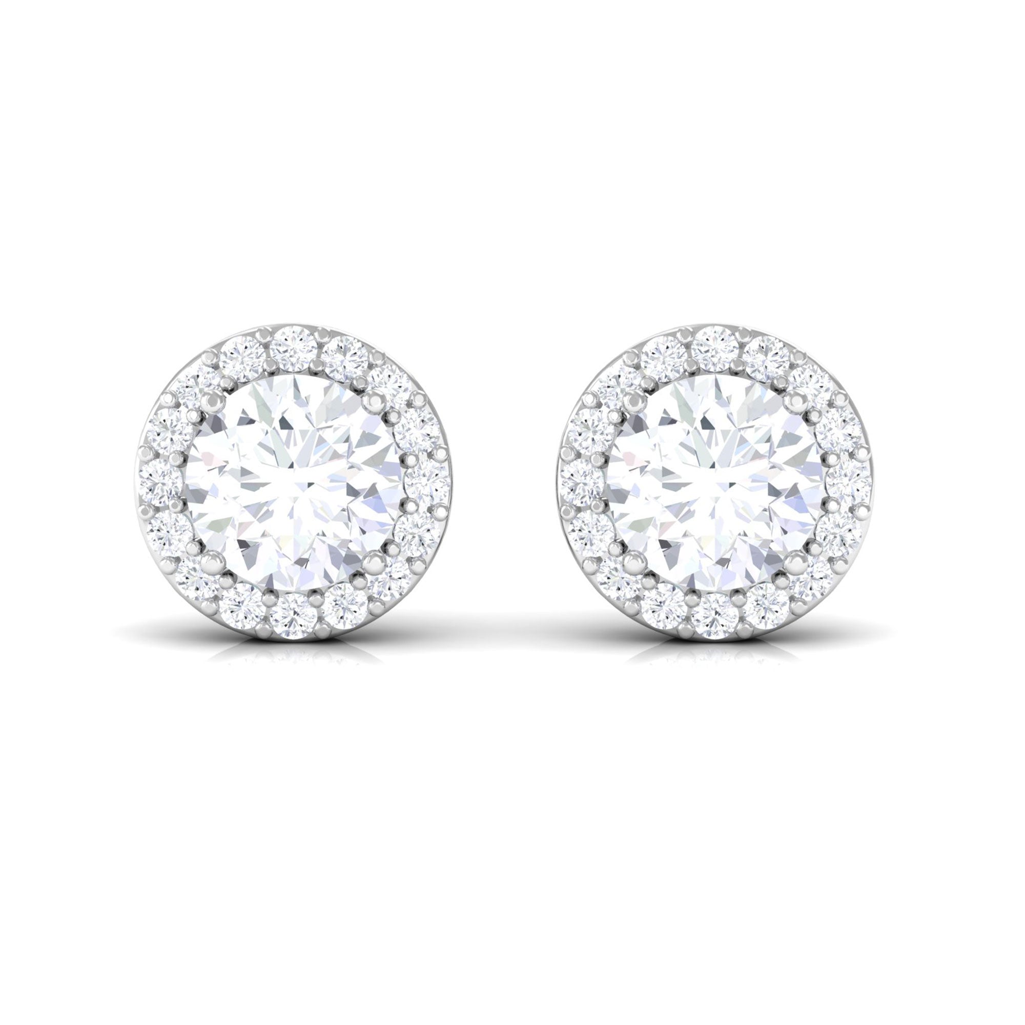 Vibrant Grown Labs-Classic Halo Stud Earrings with Lab Grown Diamond