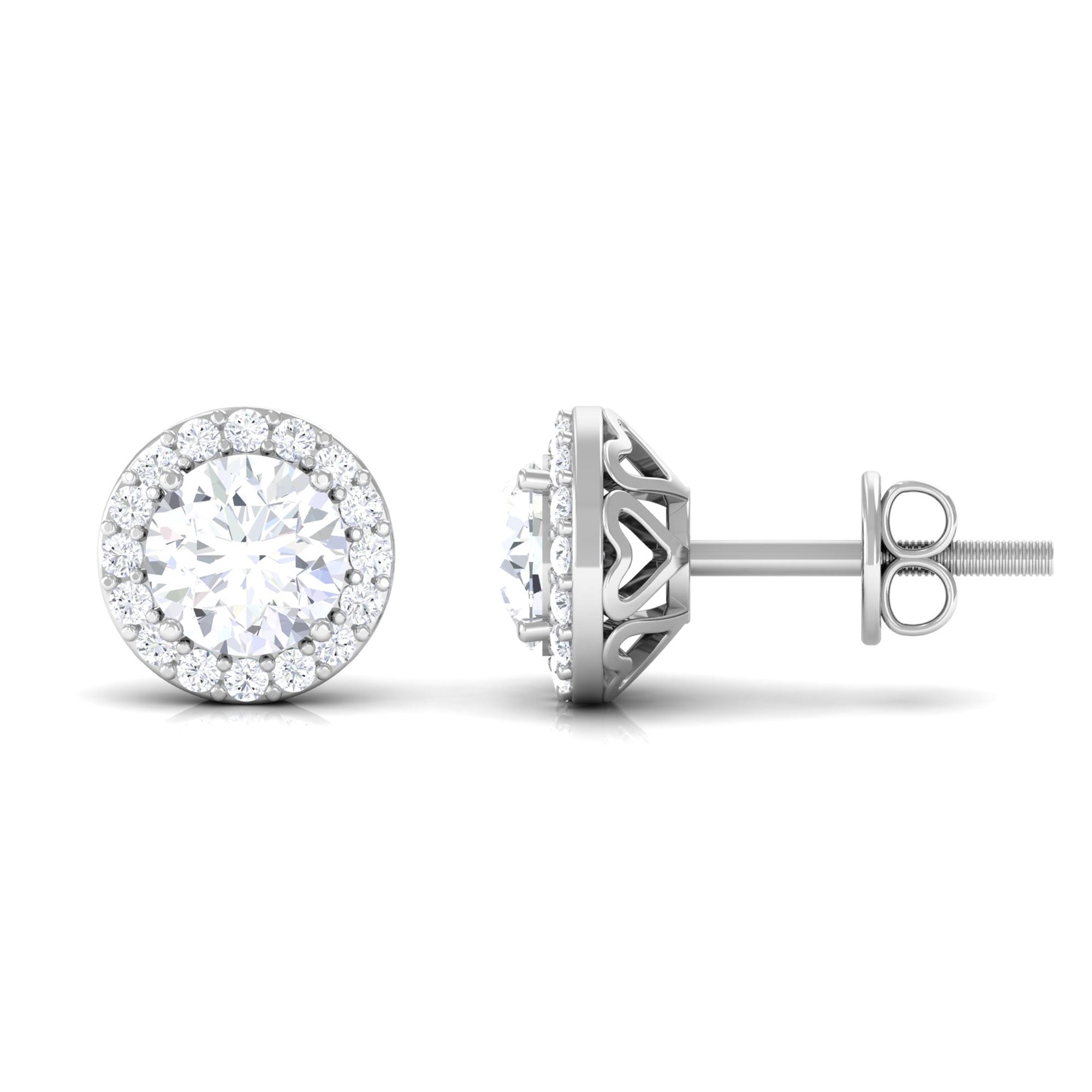 Vibrant Grown Labs-Classic Halo Stud Earrings with Lab Grown Diamond