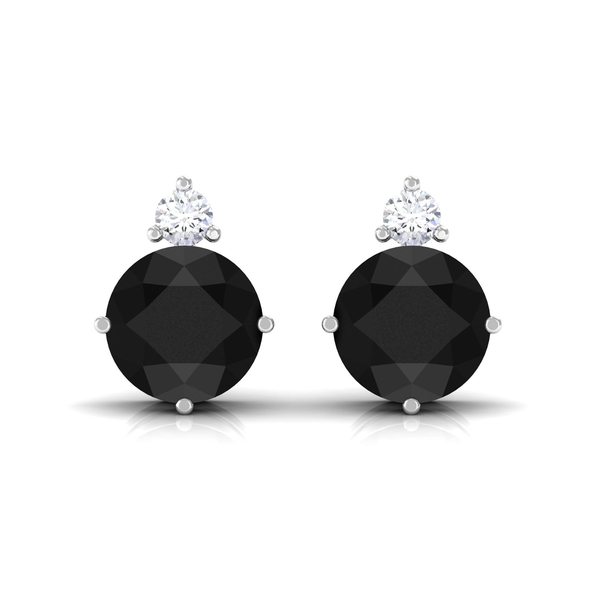 Vibrant Grown Labs-Round Lab Created Black Diamond Minimal Screw Back Earrings