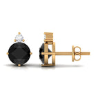 Vibrant Grown Labs-Round Lab Created Black Diamond Minimal Screw Back Earrings