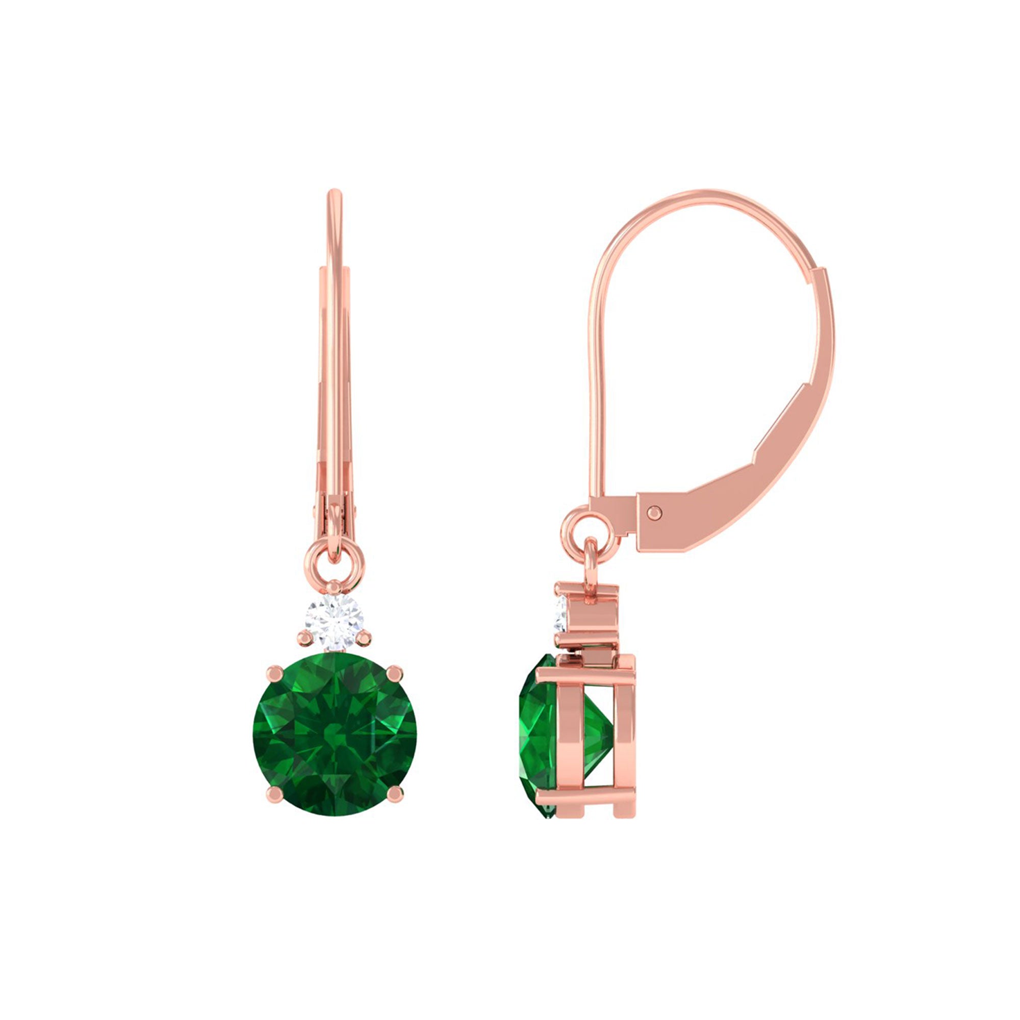 Vibrant Grown Labs-Lab Created Emerald Drop Lever Back Earrings