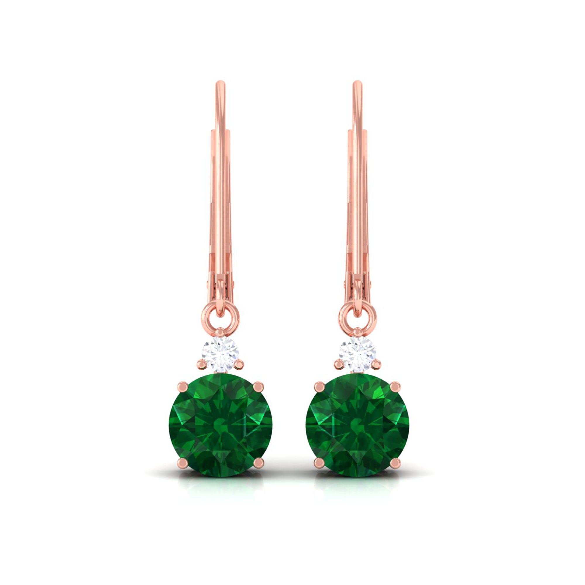 Vibrant Grown Labs-Lab Created Emerald Drop Lever Back Earrings