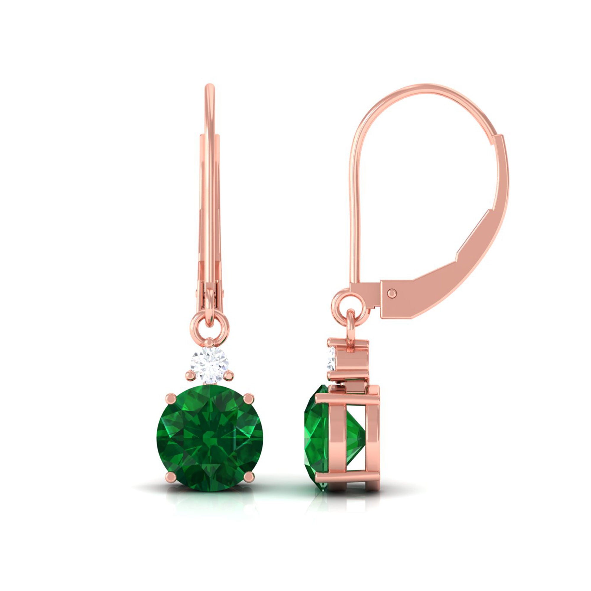 Vibrant Grown Labs-Lab Created Emerald Drop Lever Back Earrings