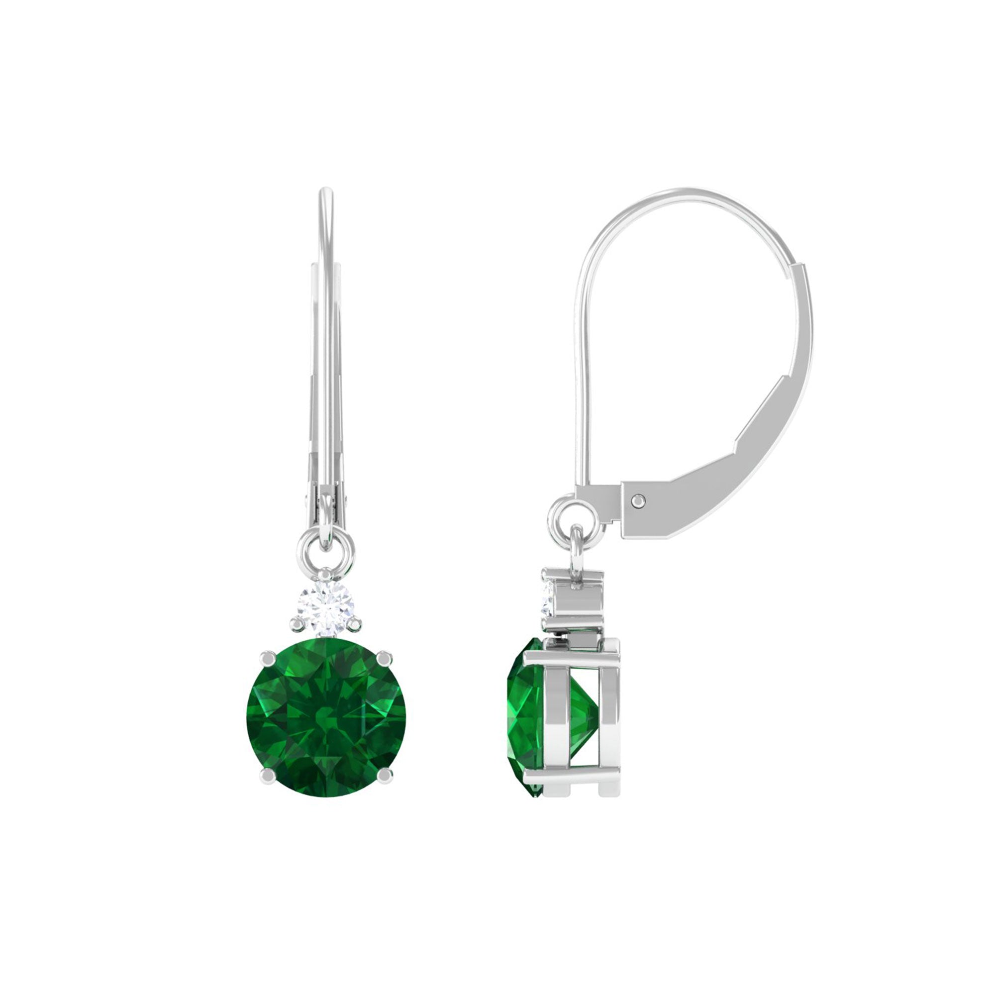 Vibrant Grown Labs-Lab Created Emerald Drop Lever Back Earrings