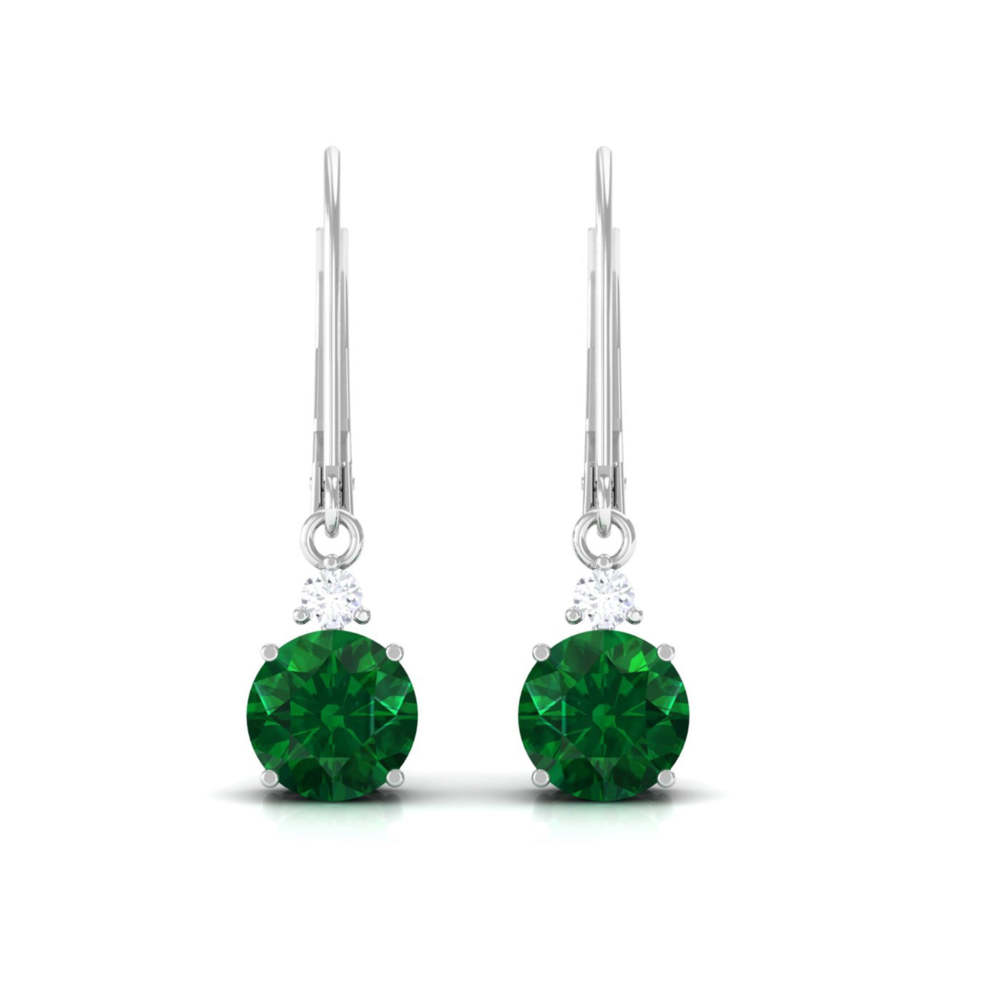 Vibrant Grown Labs-Lab Created Emerald Drop Lever Back Earrings