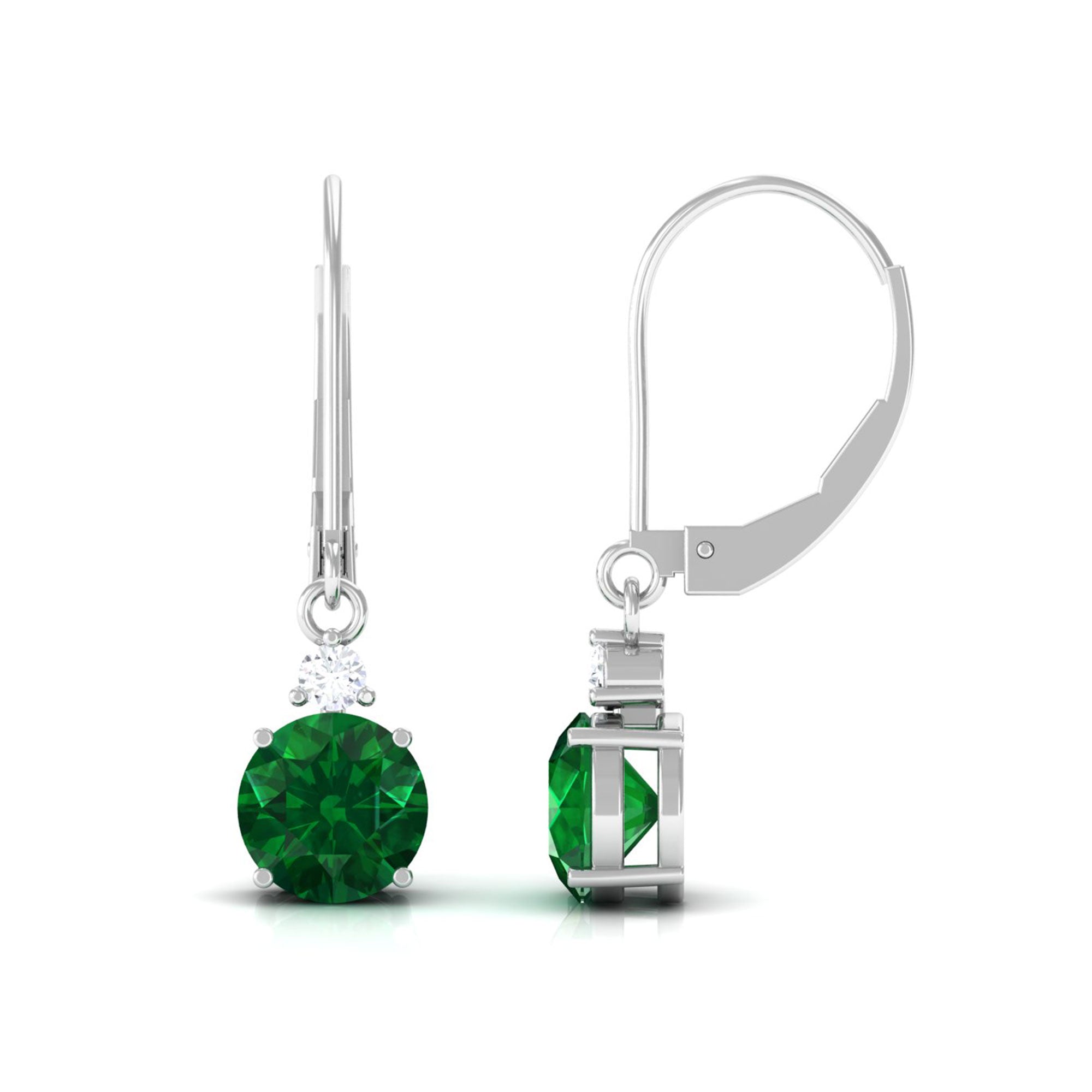 Vibrant Grown Labs-Lab Created Emerald Drop Lever Back Earrings