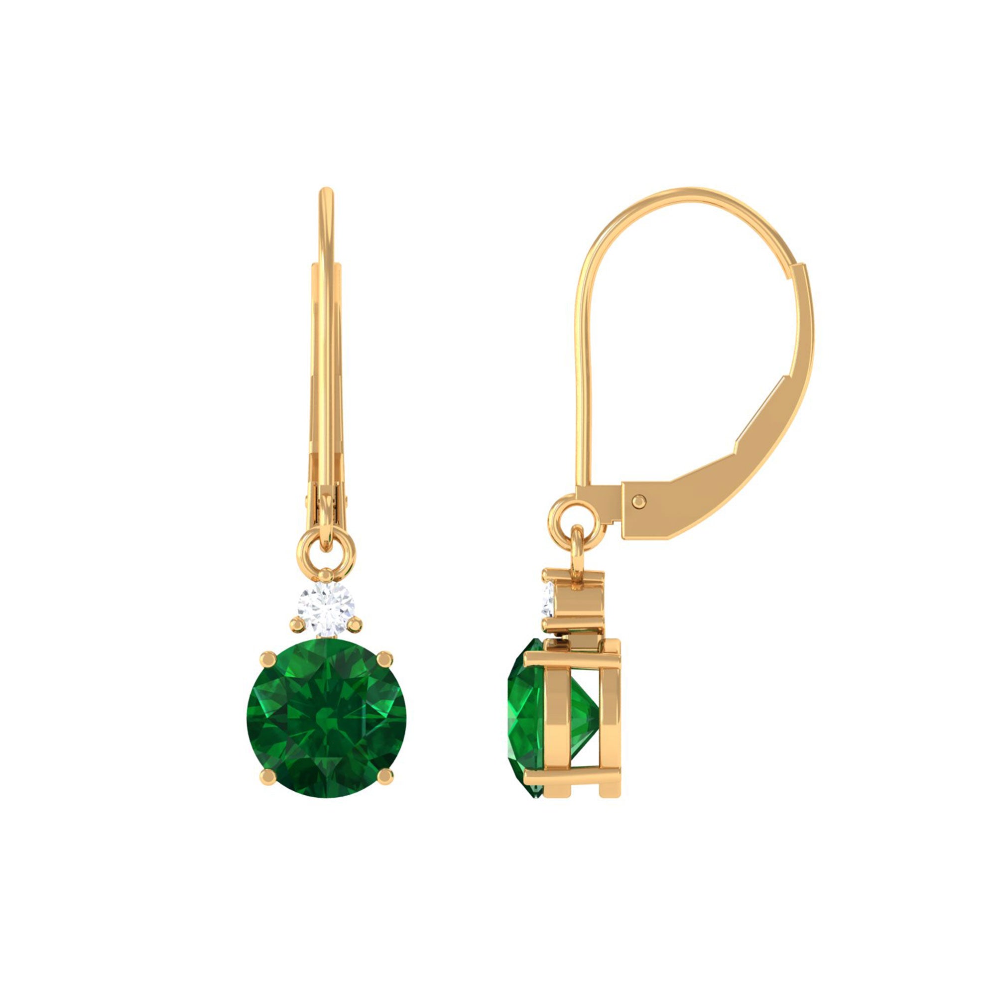 Vibrant Grown Labs-Lab Created Emerald Drop Lever Back Earrings