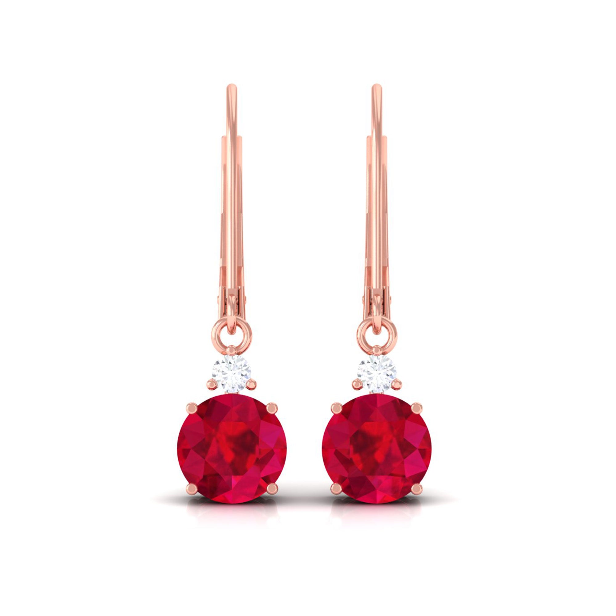 Vibrant Grown Labs-Solitaire Lab Grown Ruby Drop Earrings