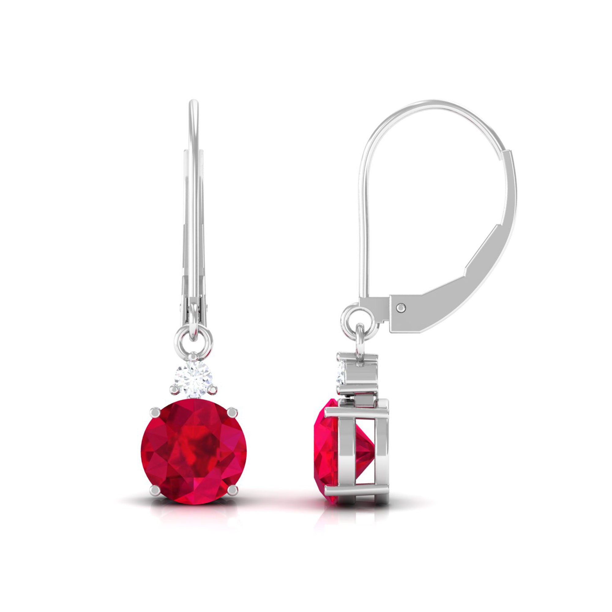 Vibrant Grown Labs-Solitaire Lab Grown Ruby Drop Earrings