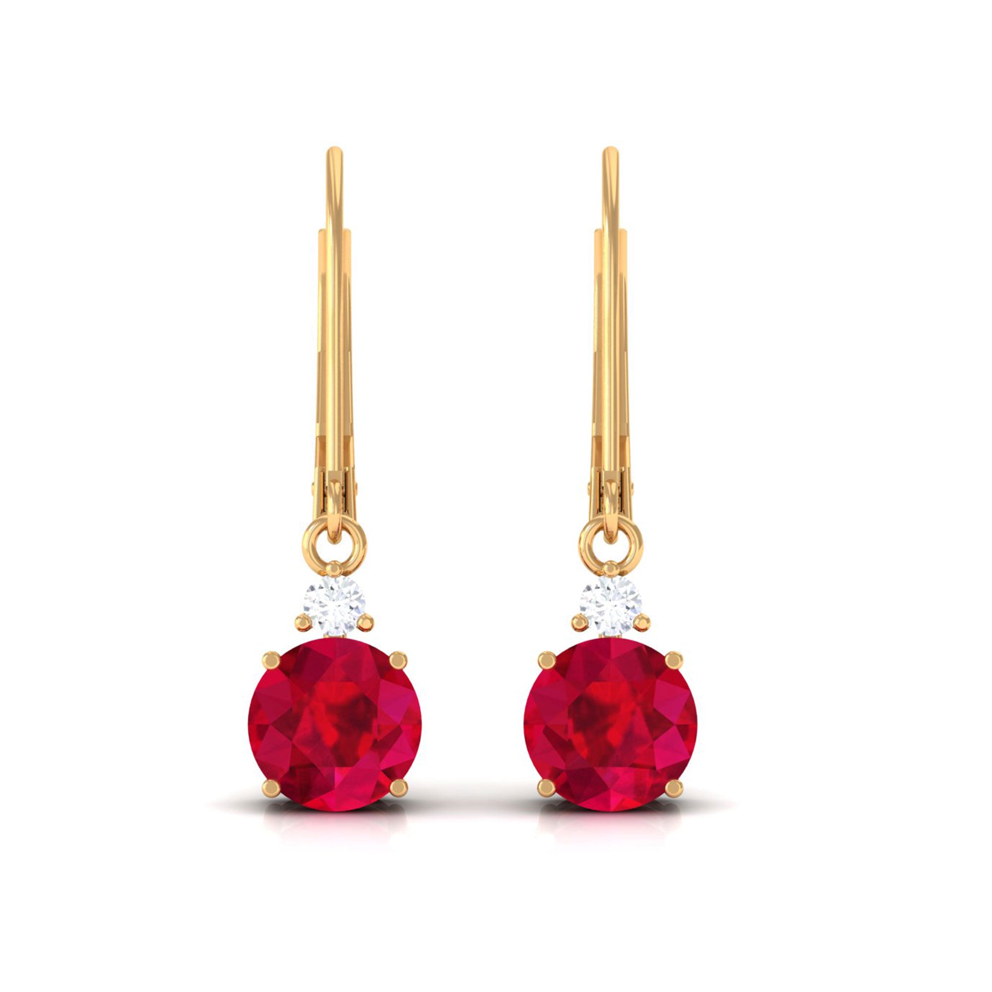 Vibrant Grown Labs-Solitaire Lab Grown Ruby Drop Earrings